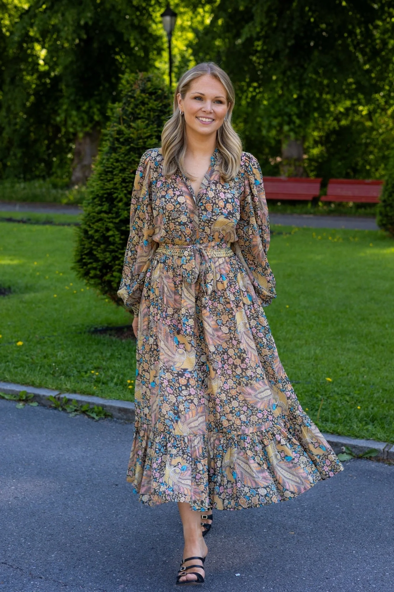 Bohemian Midi Dress Feathers