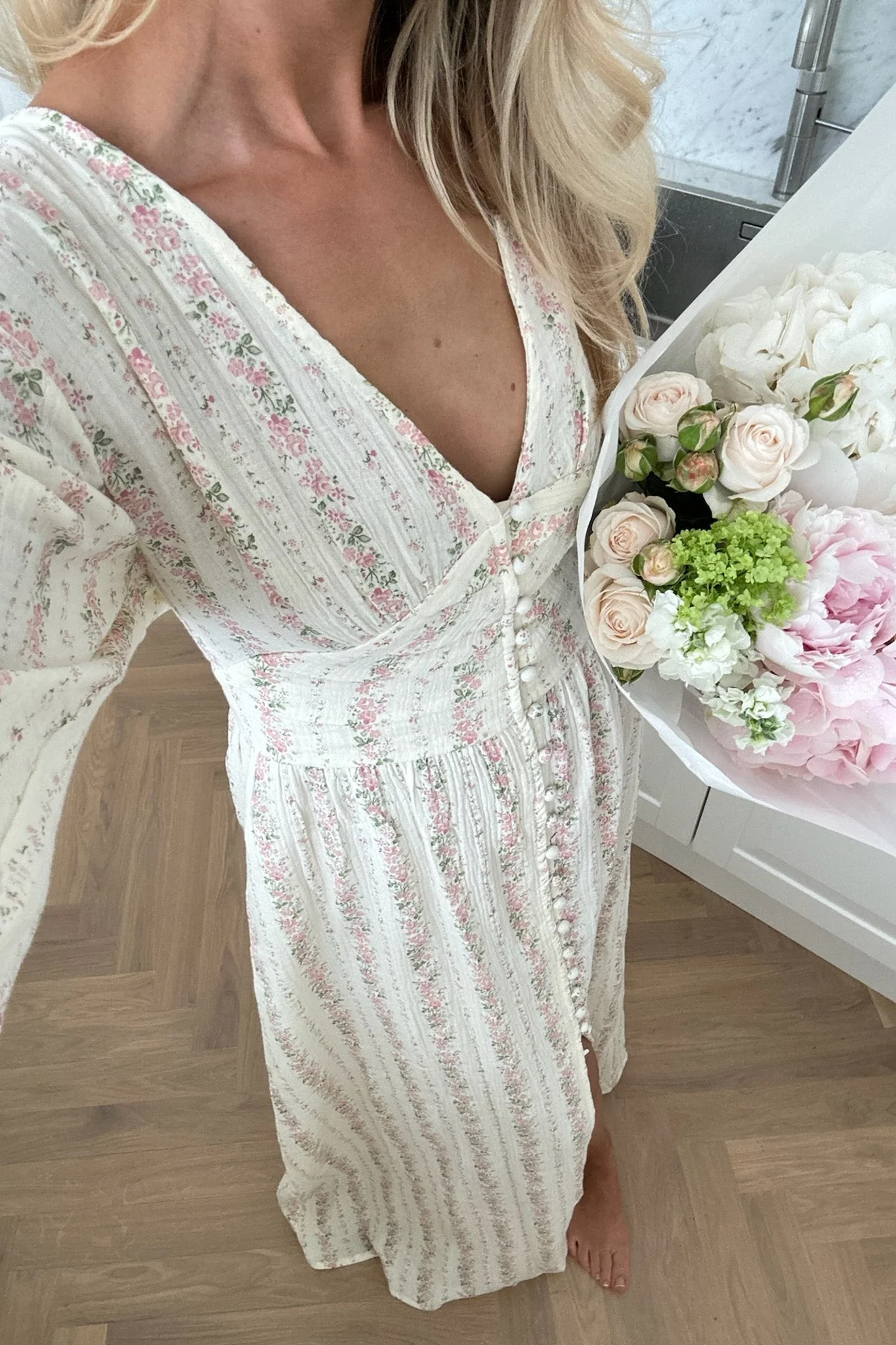 Adelic Maxi Dress Light Pink Flower Print - Image 5