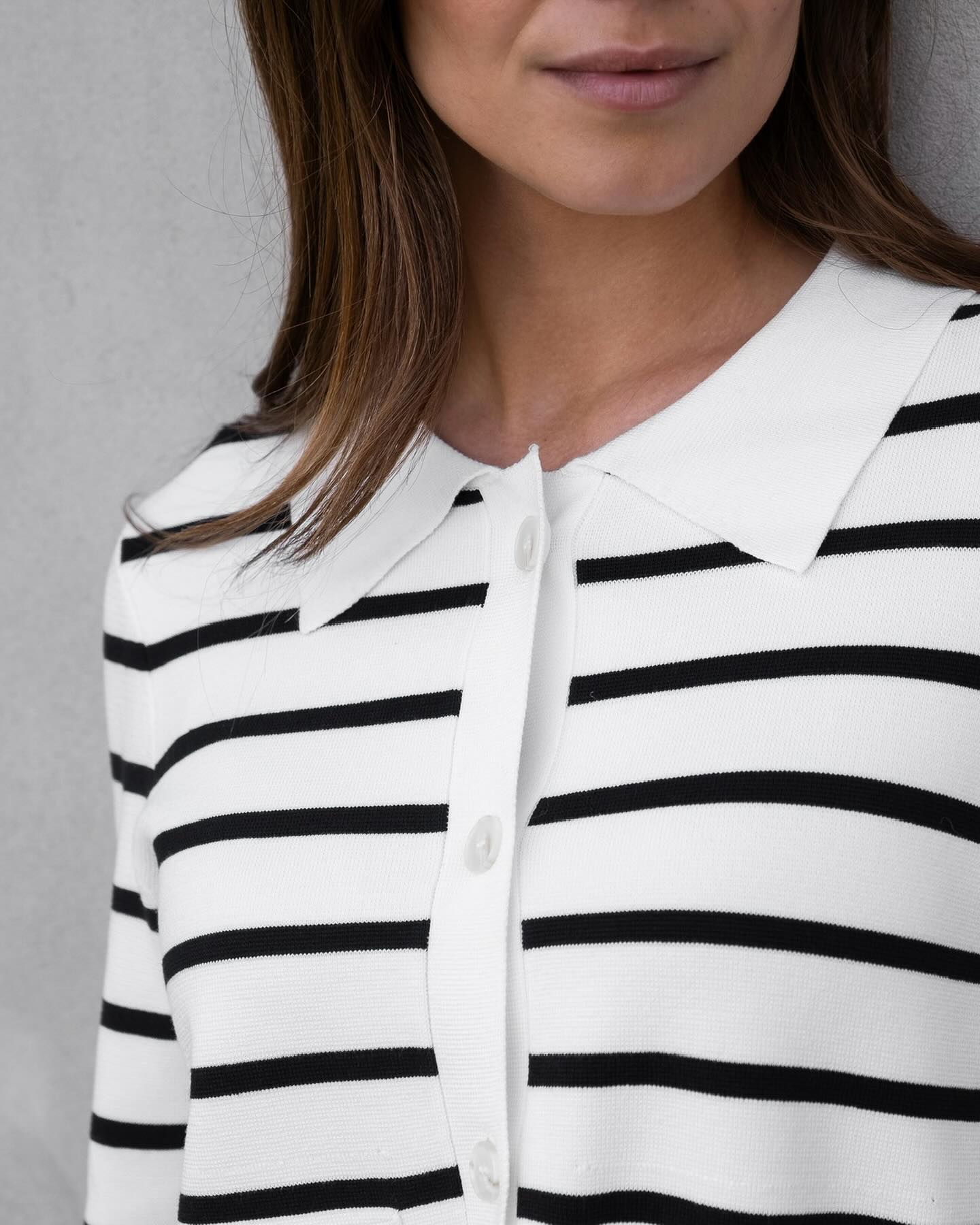 Tippi Knit Stripe Cardigan White/Navy - Image 5