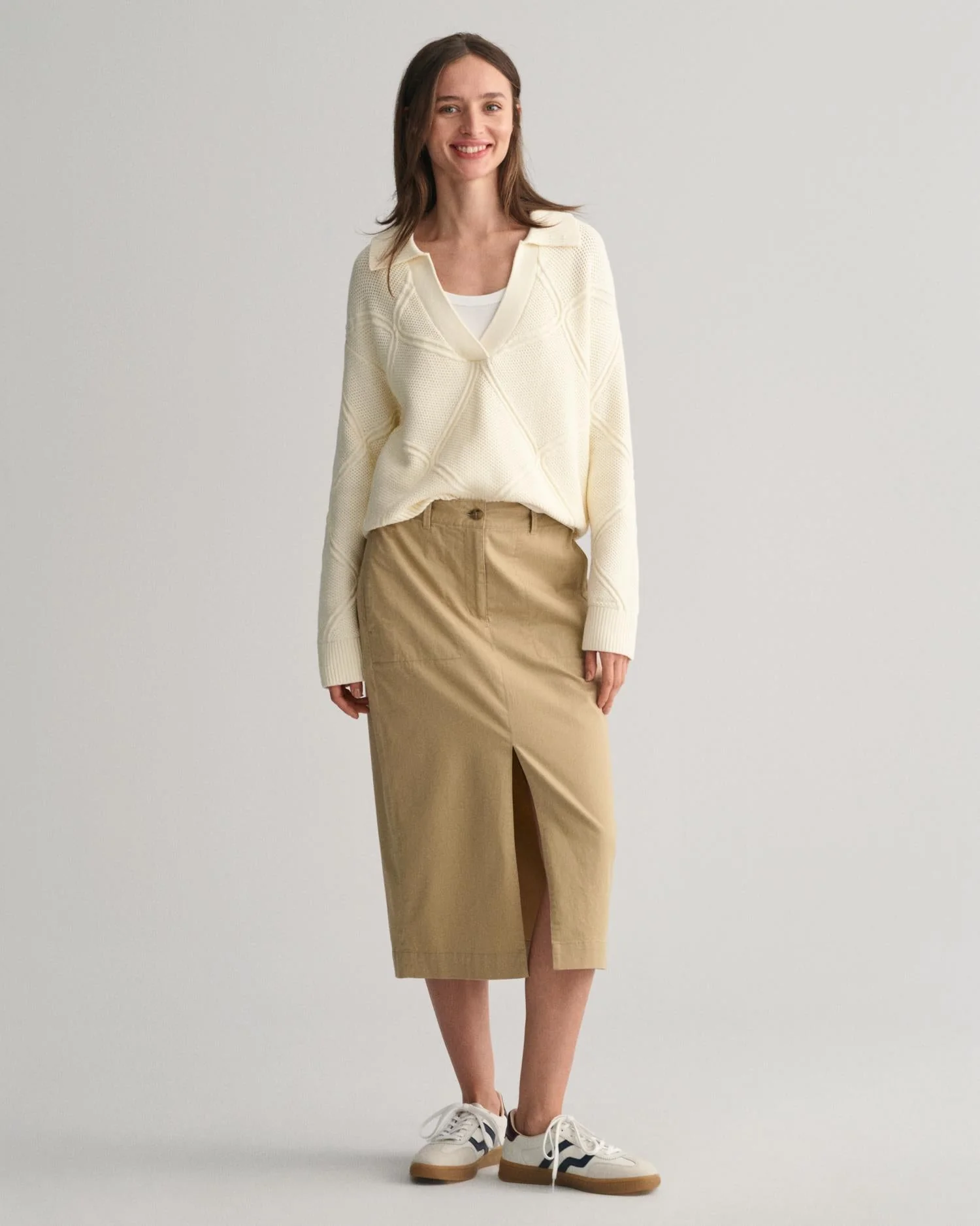 Chino Slit Skirt Dark Khaki