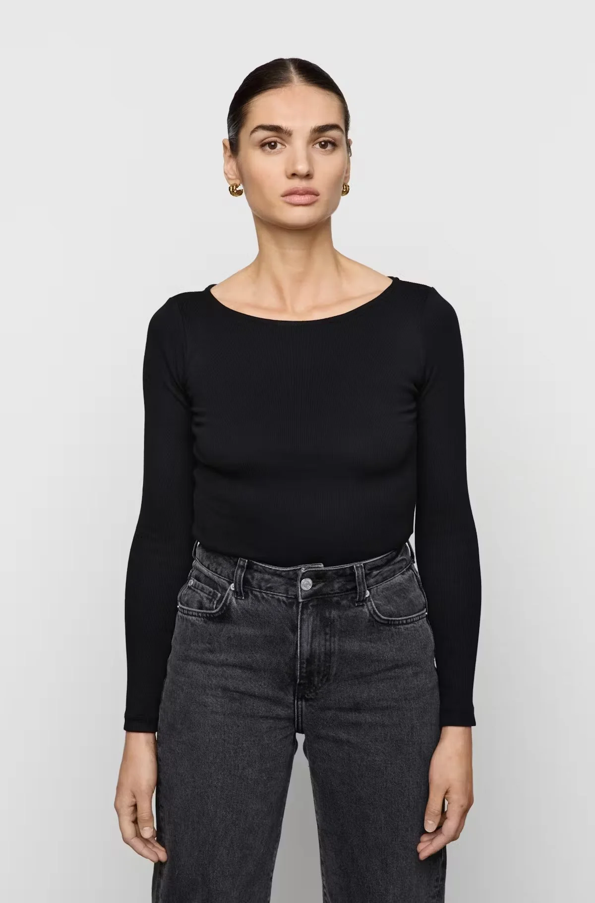 Petronella Rib Boatneck Black - Image 2