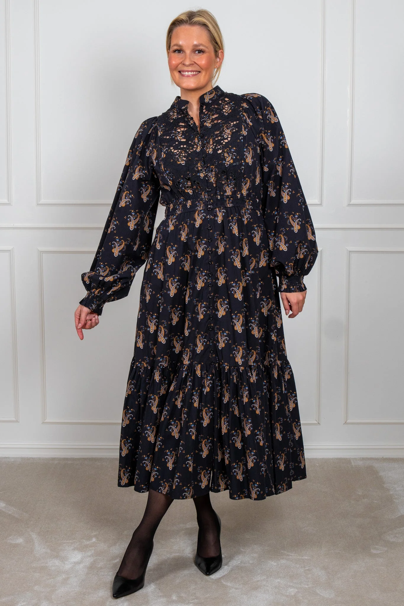 Poplin Smocking Dress Midnight Paisley - Image 4