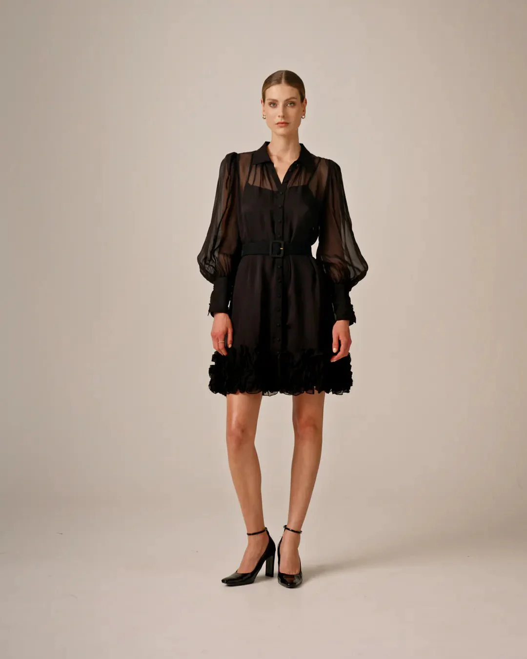 Organza Mini Dress Black - Image 6
