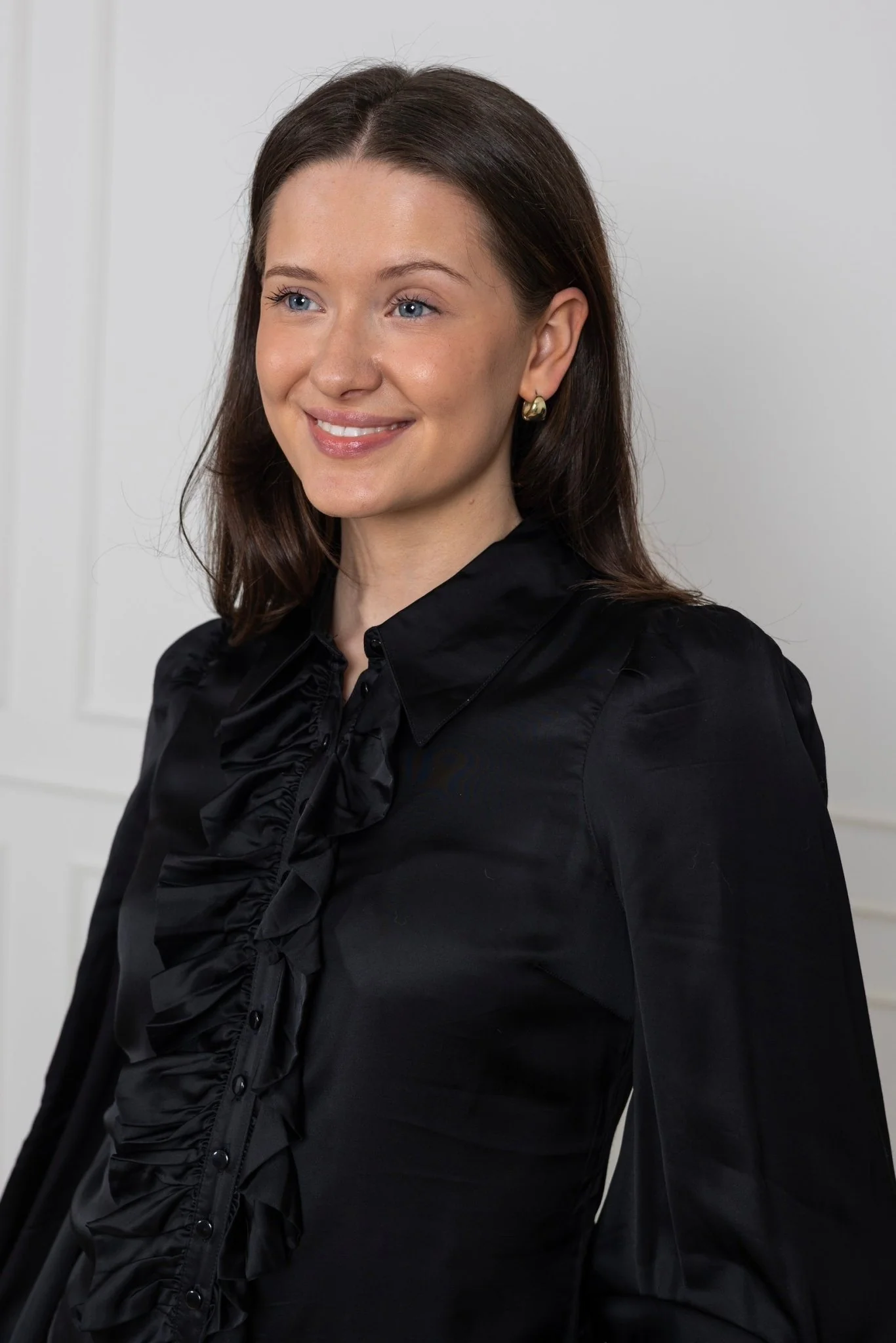 Satin Ruffle Blouse Black - Image 7