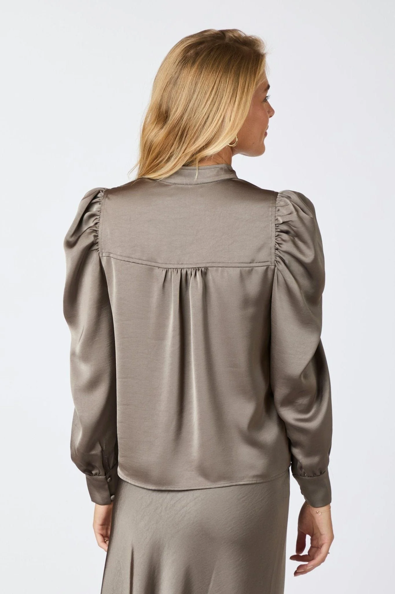 Rosslyn Heavy Sateen Blouse Warm Grey - Image 8