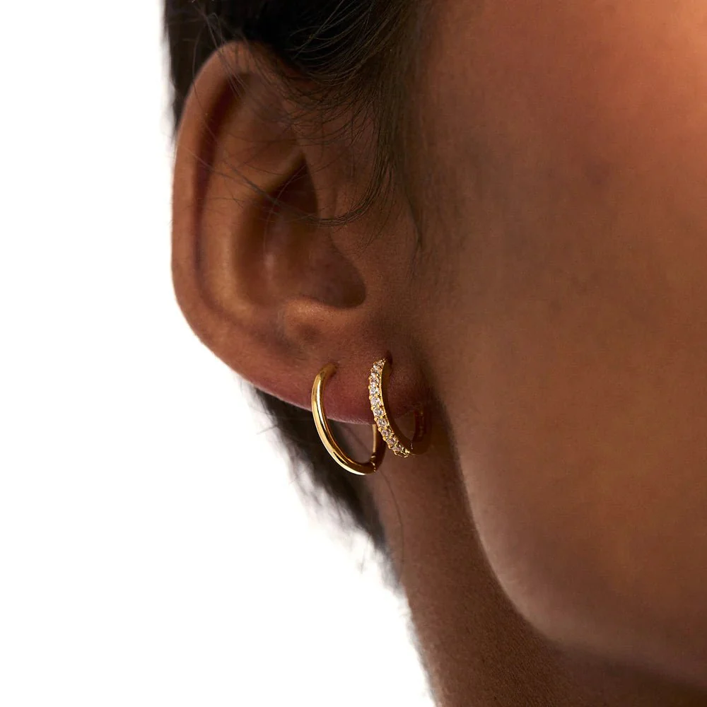 Mini Pave Huggie Hoop Earrings Crystal - Image 3