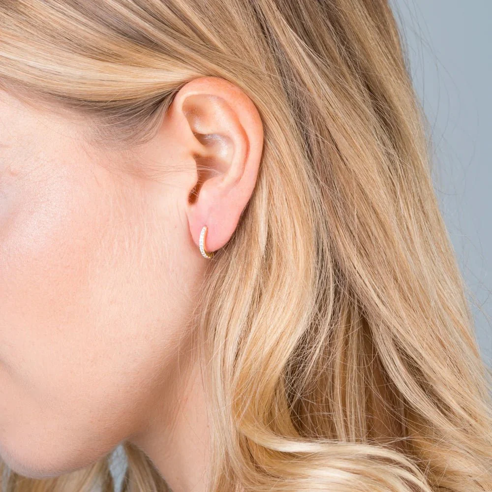 Mini Pave Huggie Hoop Earrings Crystal - Image 5