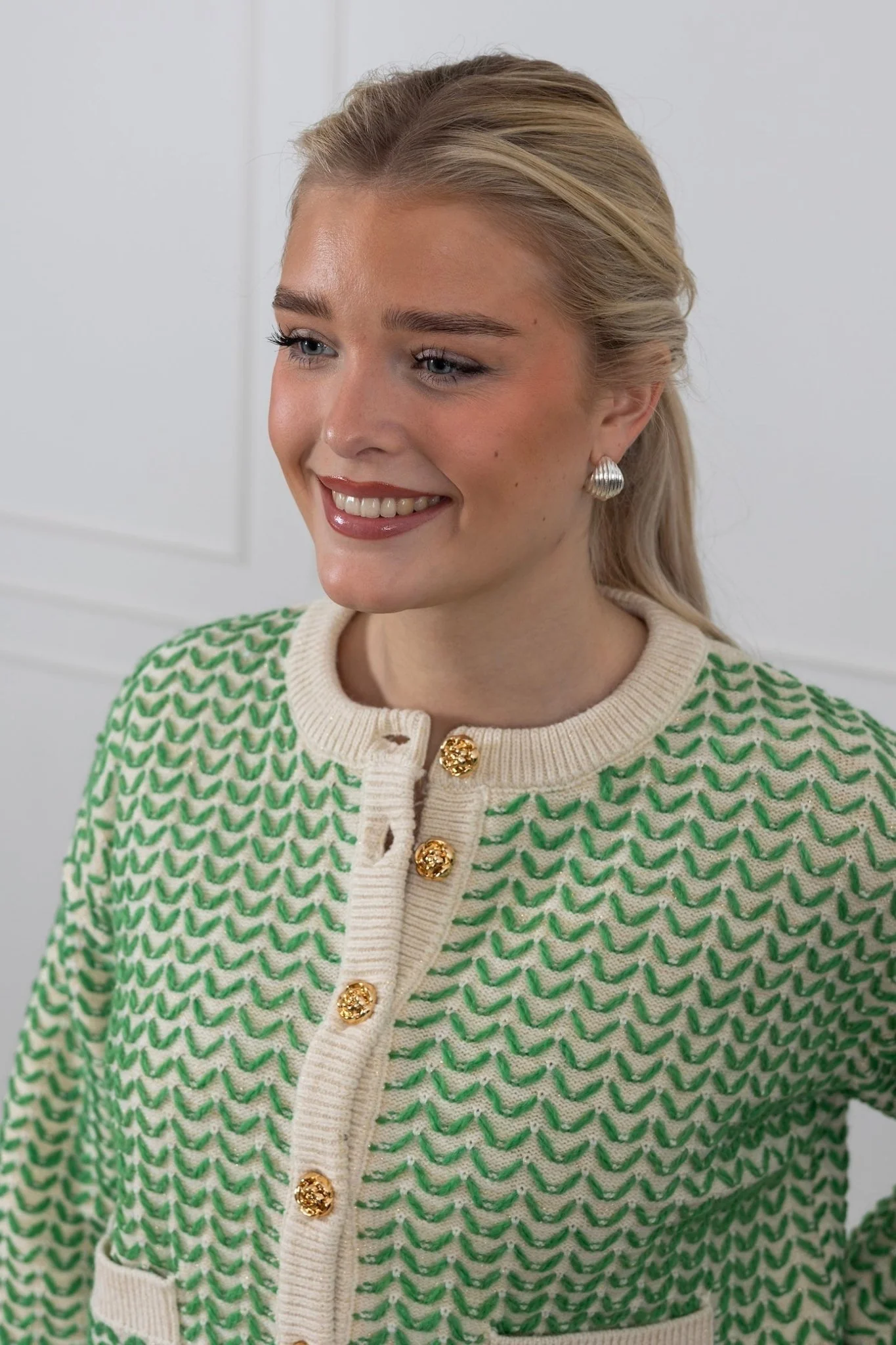 Yasgea Ls Knit Cardigan Birch Medium Green - Image 5