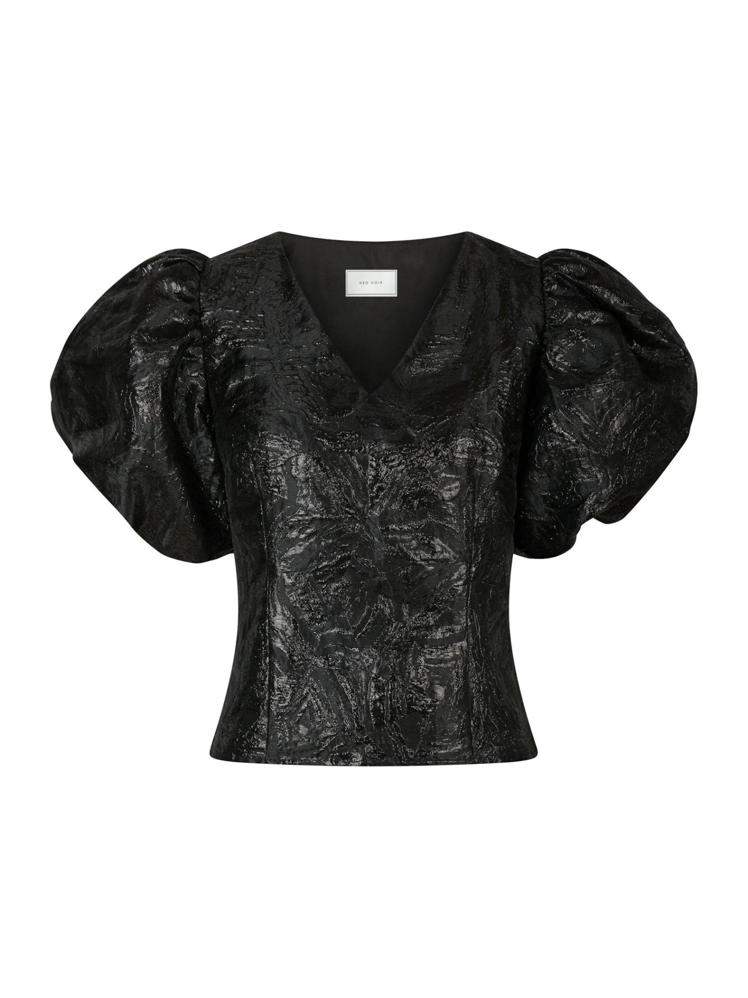 Camia Metallic Brocade Blouse Black