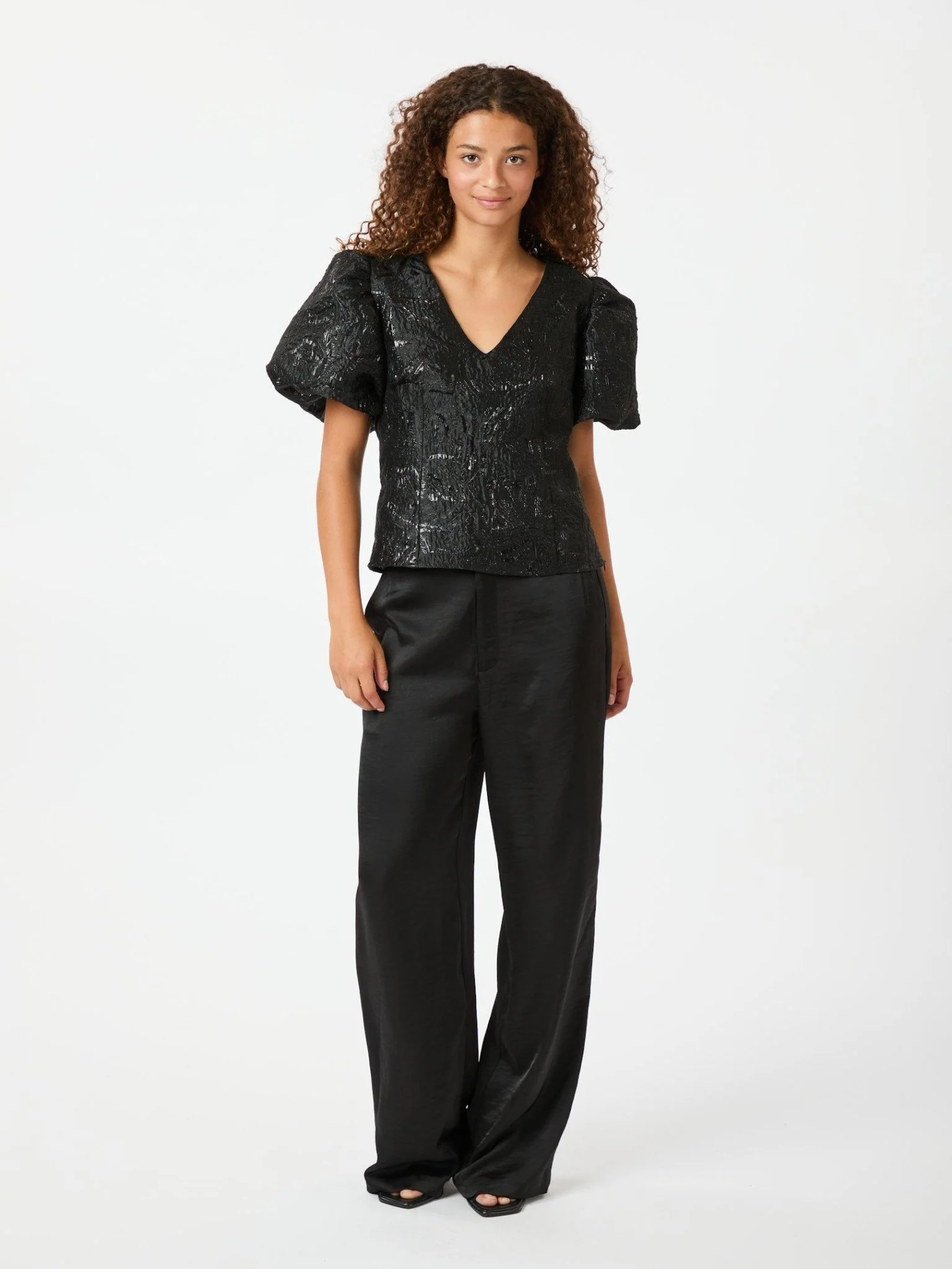 Camia Metallic Brocade Blouse Black - Image 6