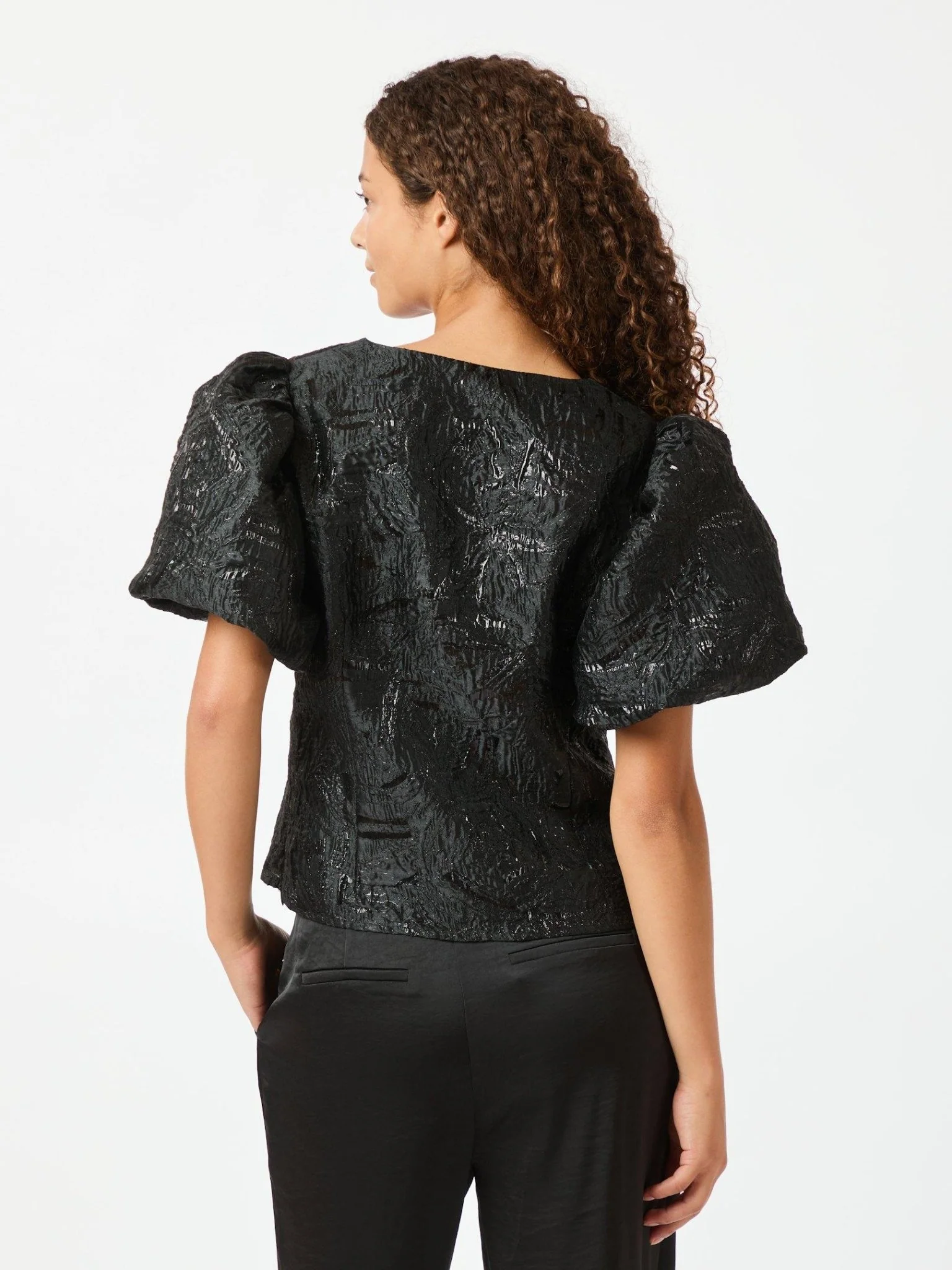 Camia Metallic Brocade Blouse Black - Image 7
