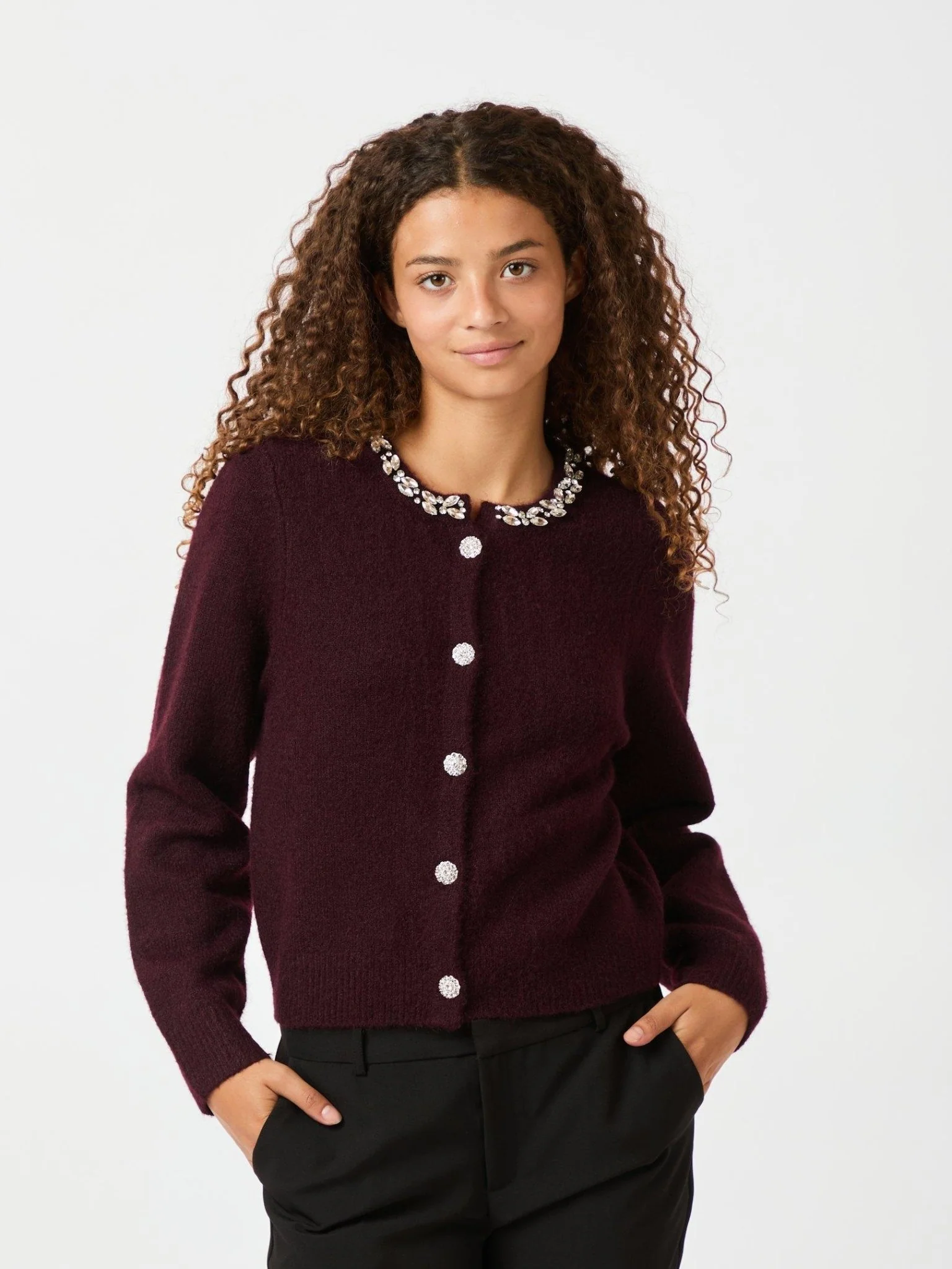 Marie Stone Knit Cardigan Wine - Image 4
