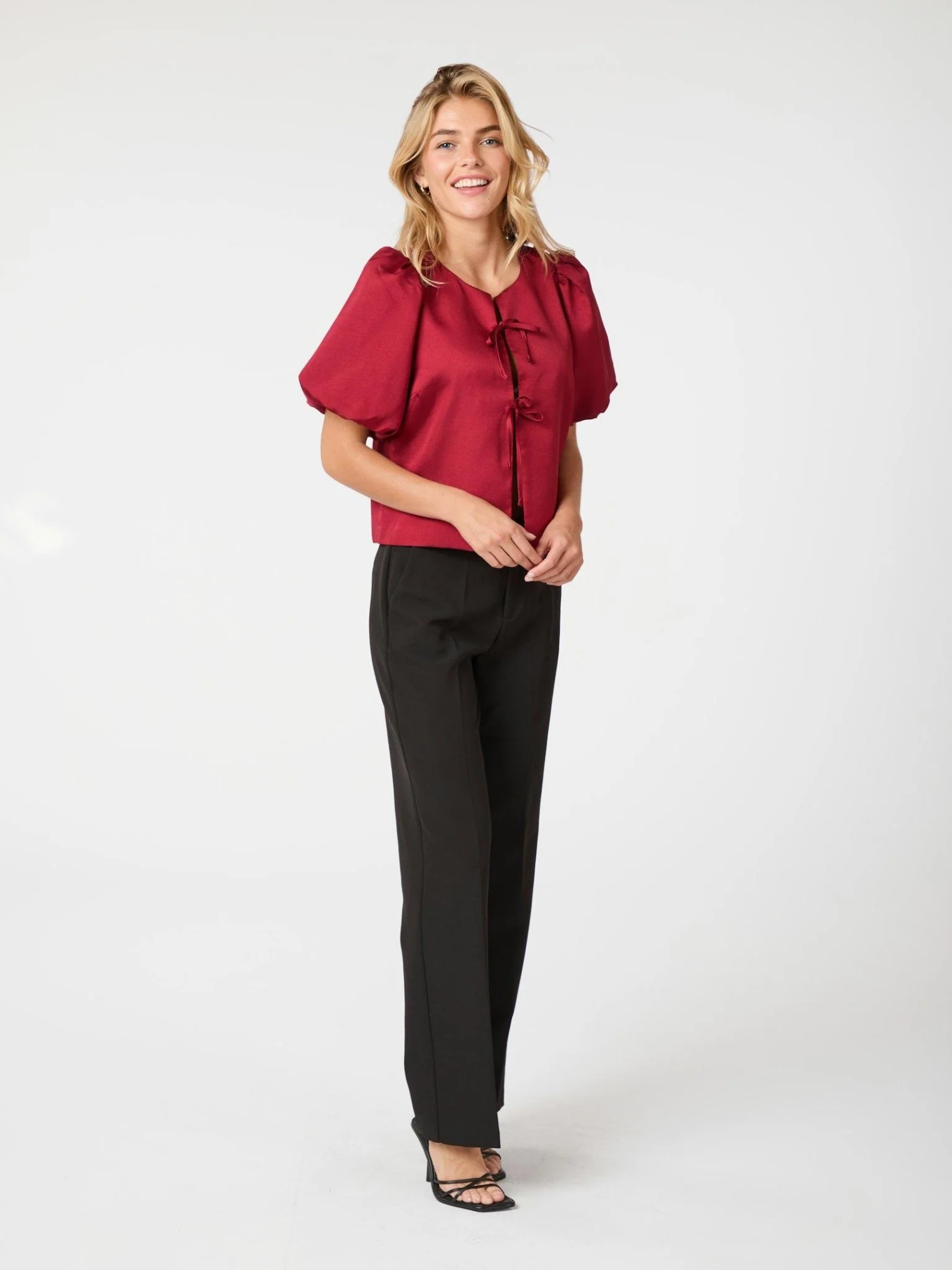 Aska Dull Satin Blouse Wine - Image 3
