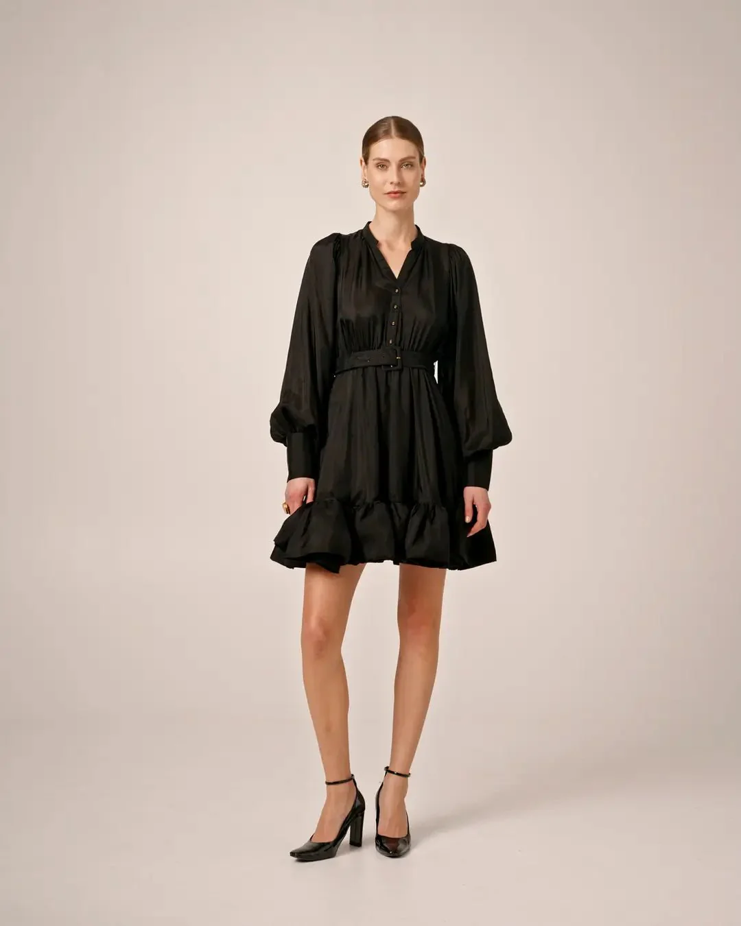 Cupro Mini Dress Black - Image 5