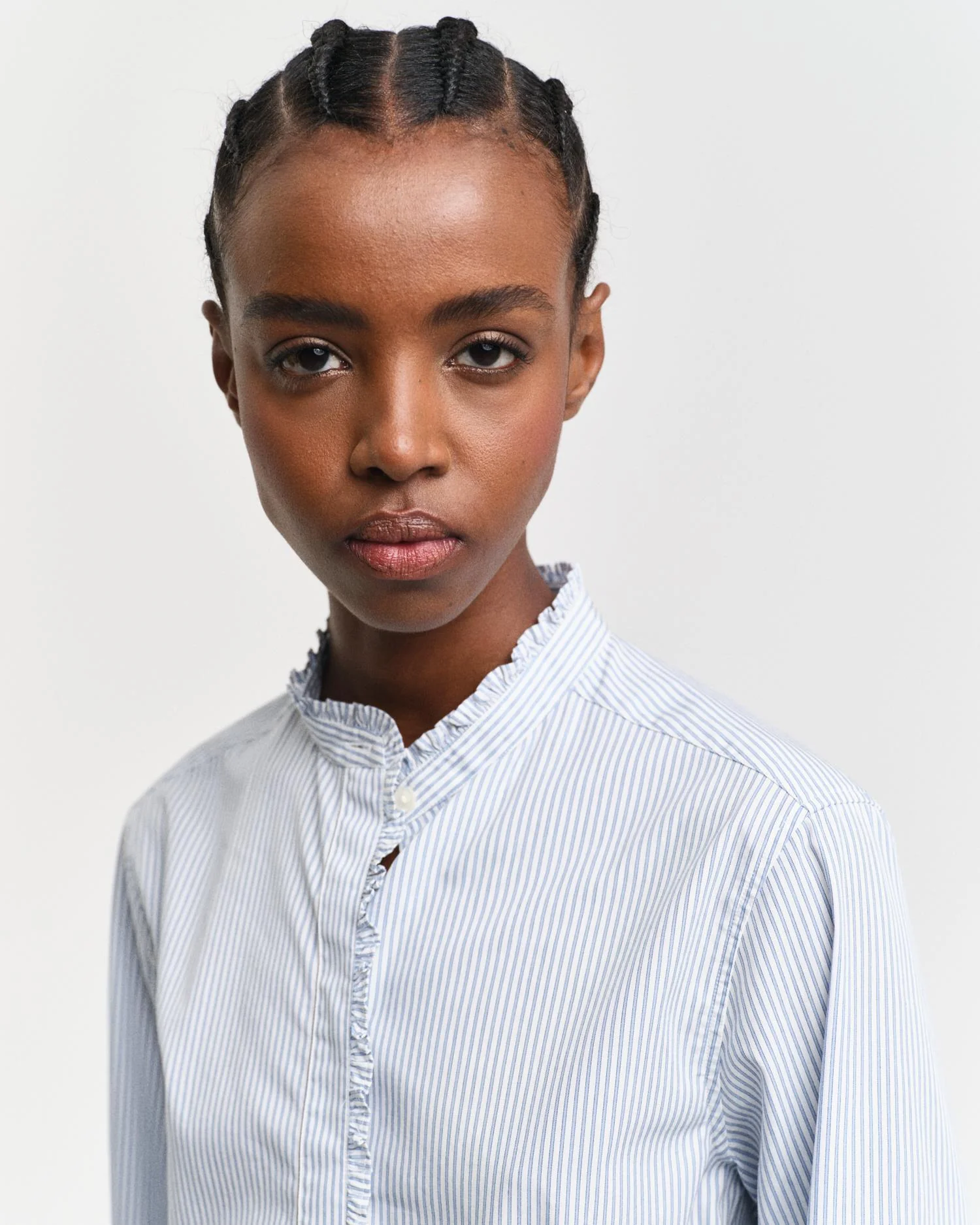 Regular Fit Striped Frill Detailed Shirt Clear Sky - Image 3