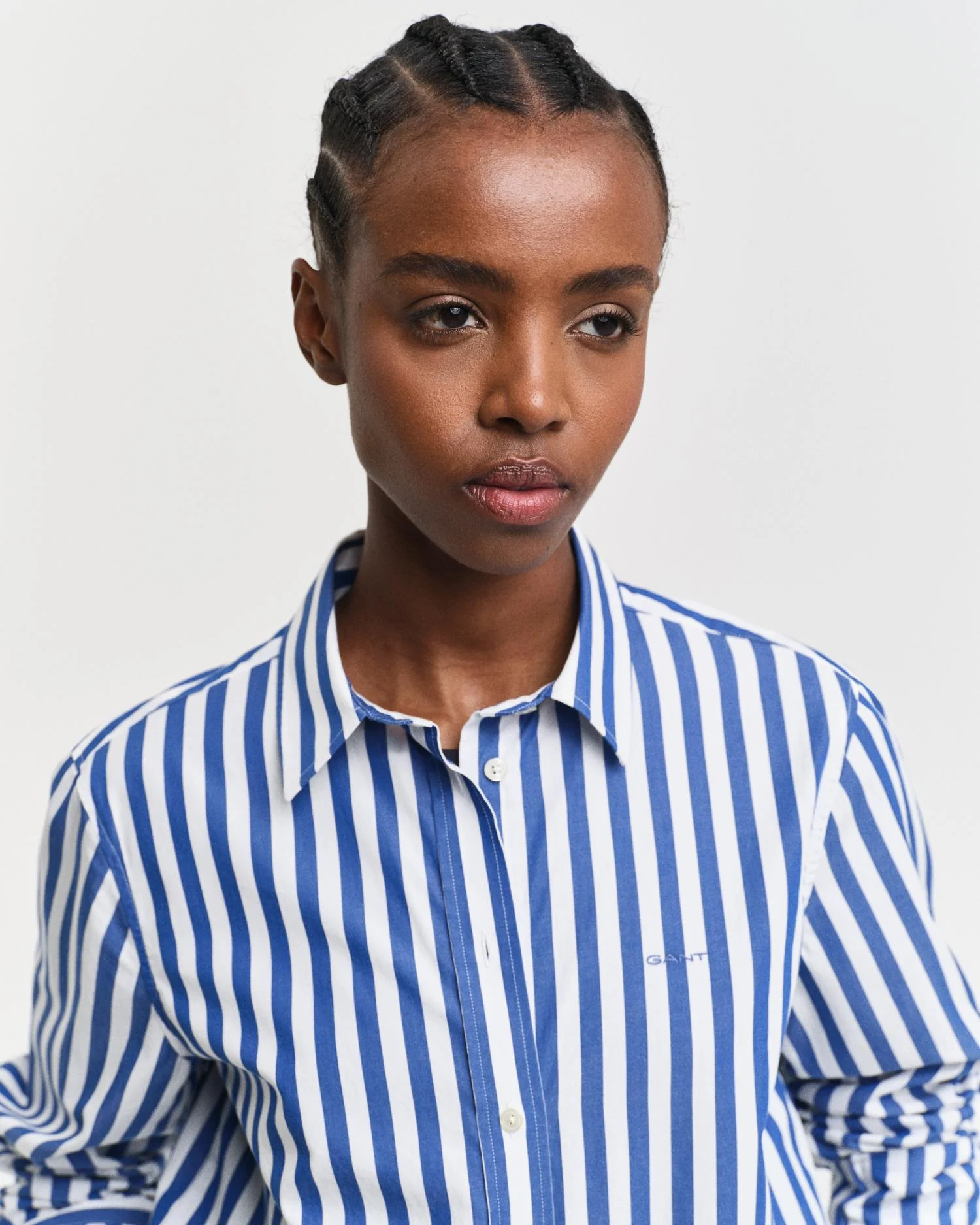 Regular Fit Wide Striped Poplin Shirt Deep Cobalt - Image 3
