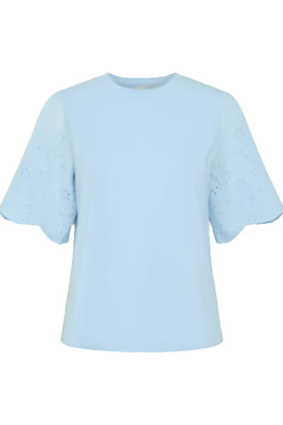 Yaslex Ss Top W. Emb Sleeves Clear Sky - Image 2