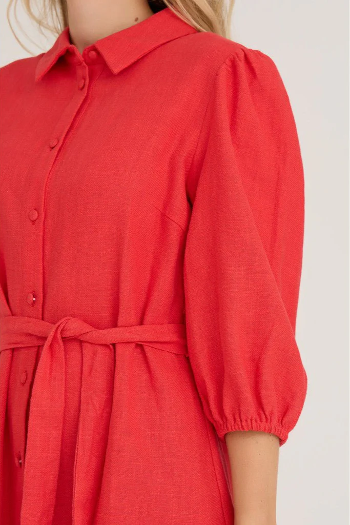 Linen Dress Red - Image 9