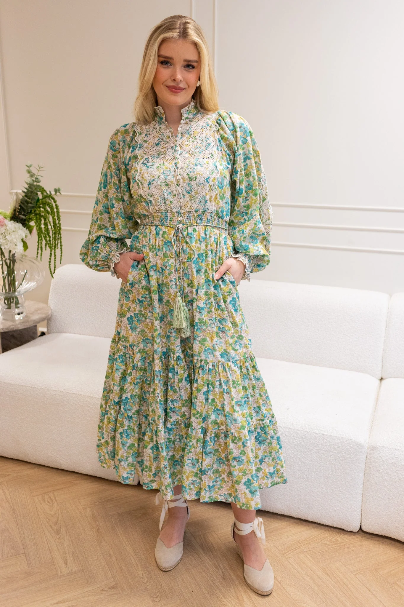 Cotton Slub Midi Dress Anemone Fields - Image 8