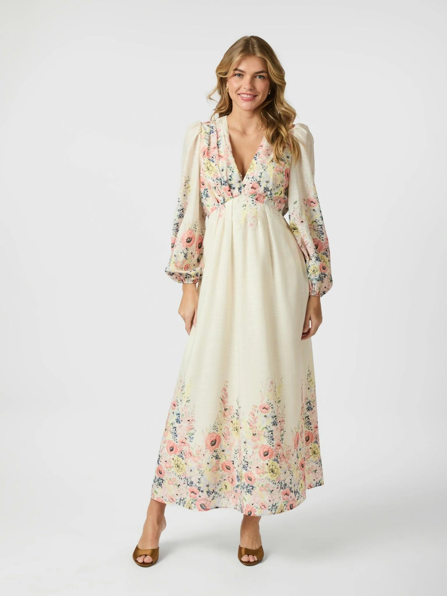 Silfi Flower Print Dress Creme - Image 4