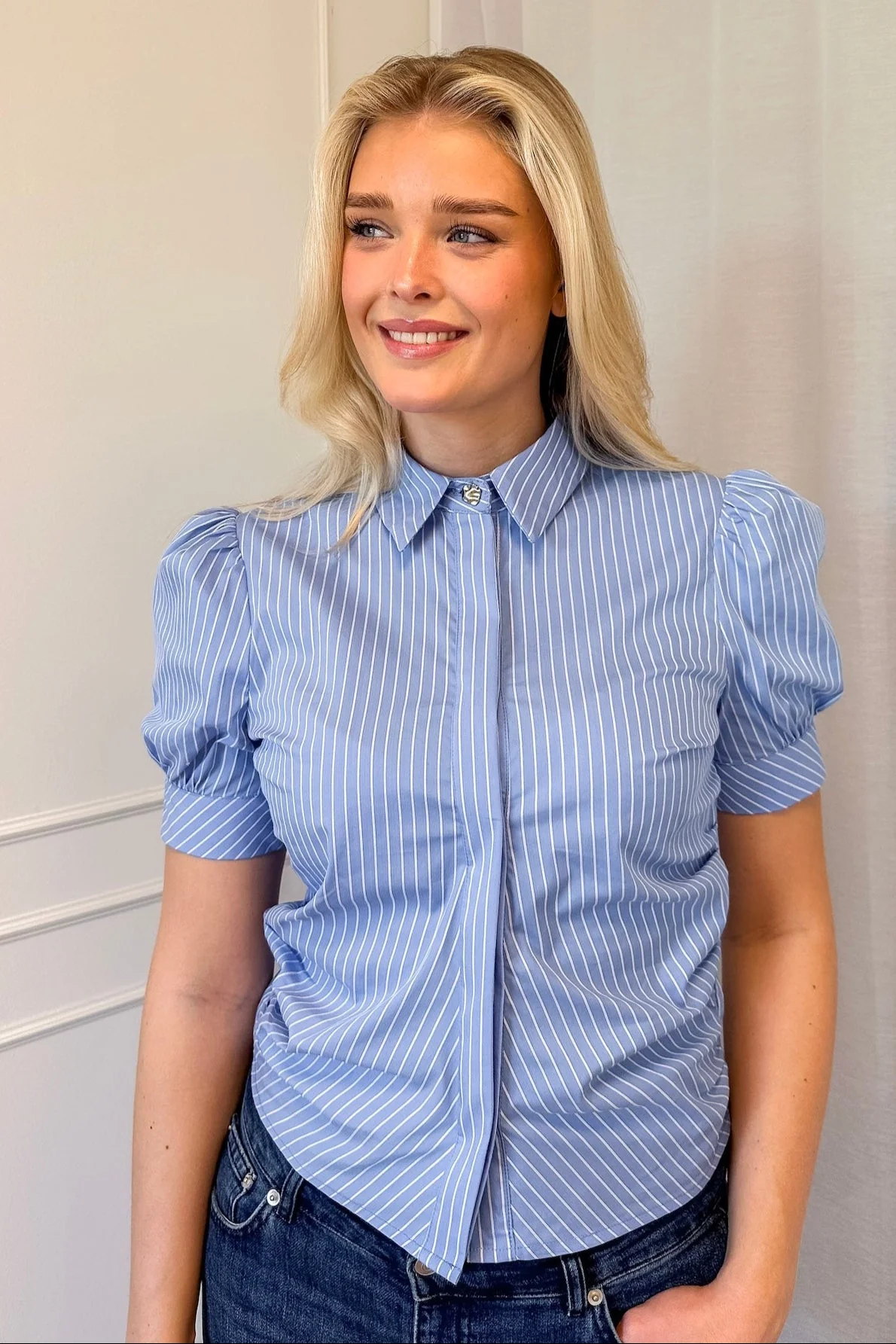 Frannie Stripe Shirt Light Blue - Image 2
