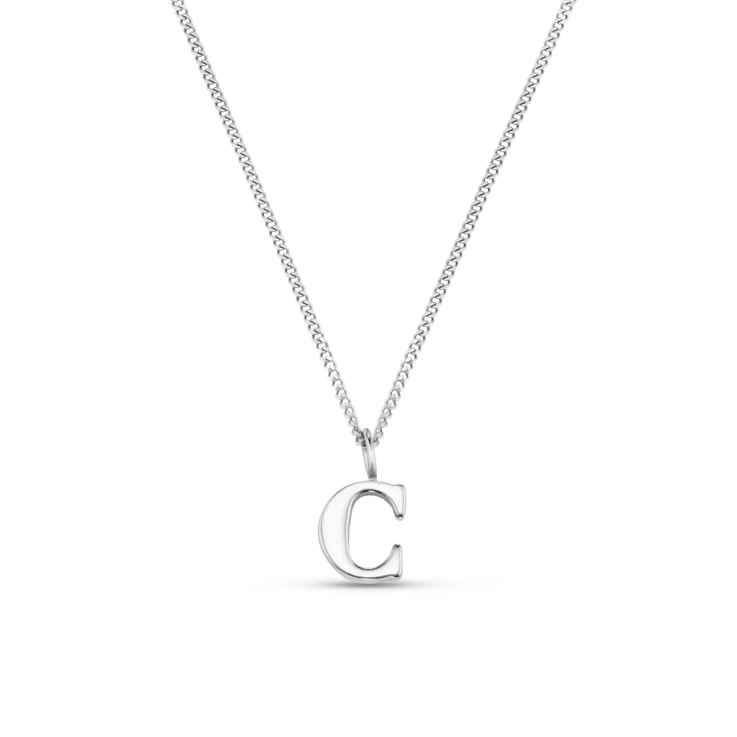 Luxe C Initial Necklace Silver