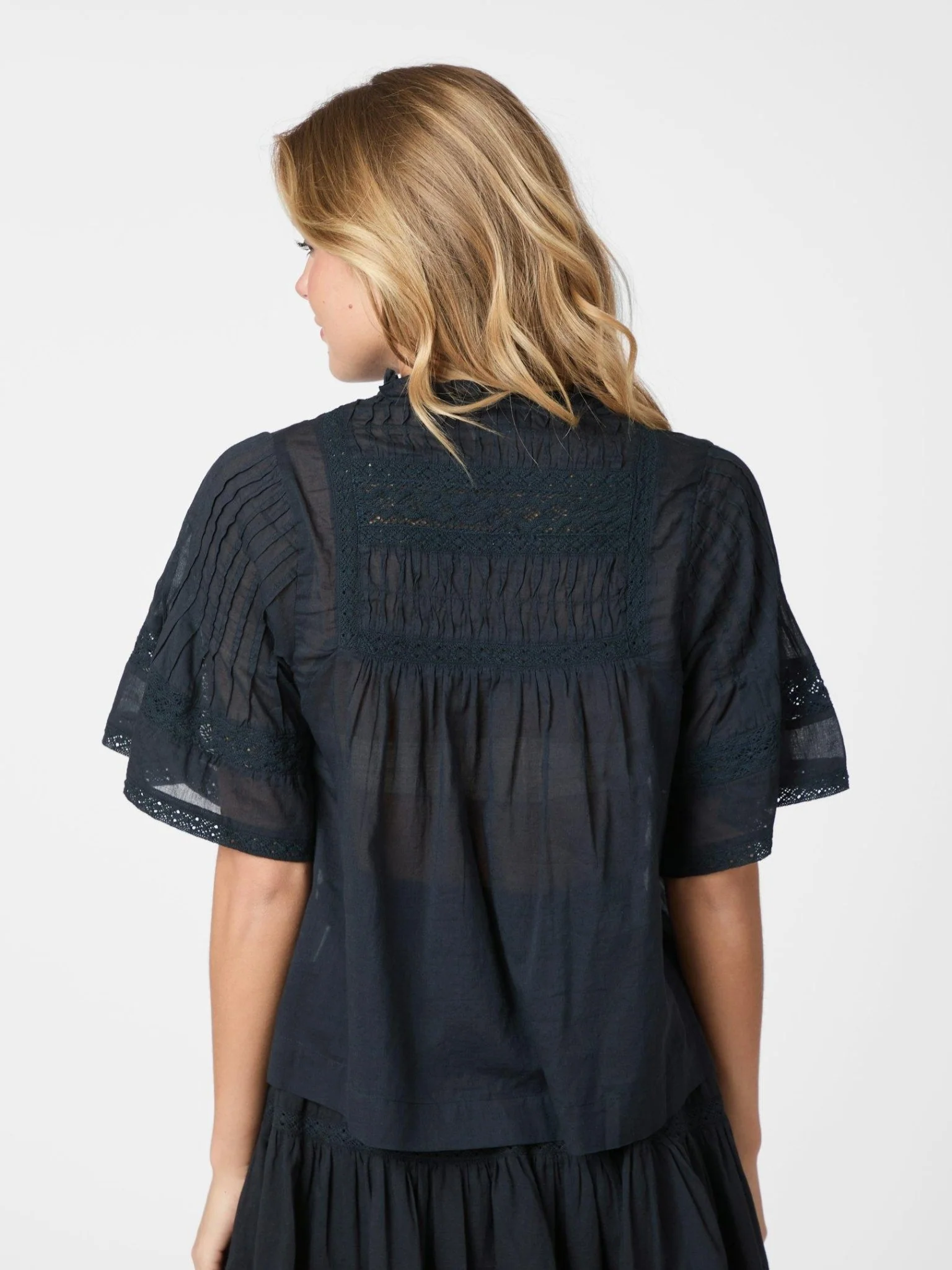 Siama S Voile Blouse Navy - Image 5