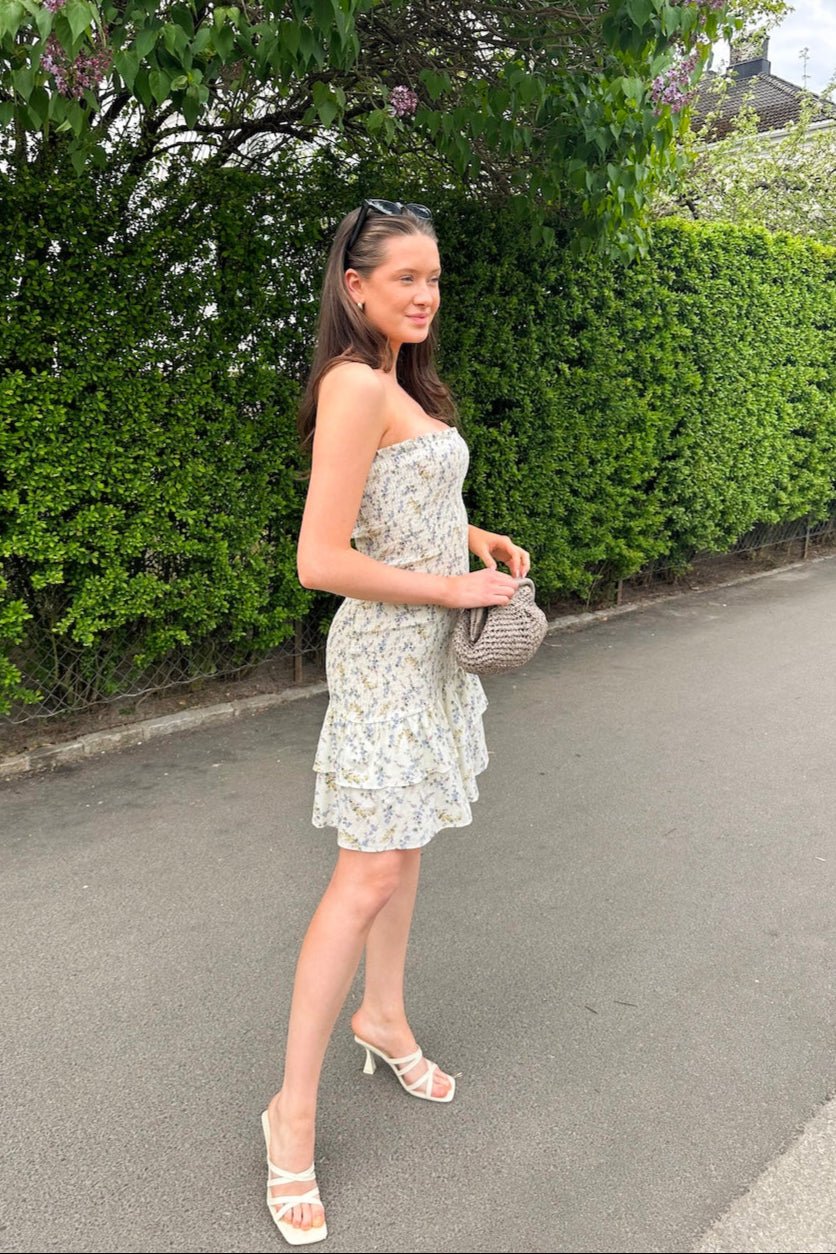 Mikka Smock Print Dress Creme - Image 8