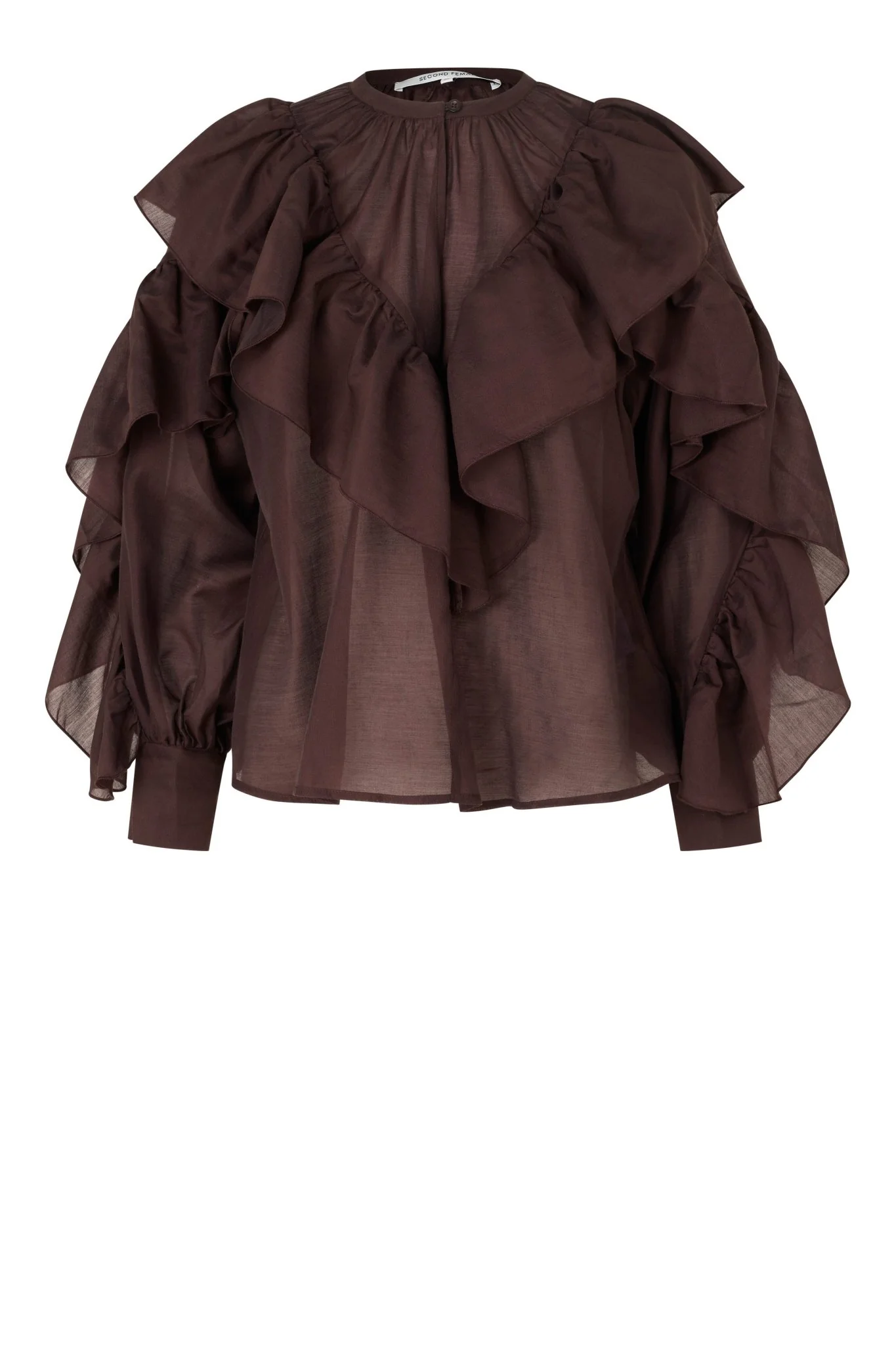 Fria Frill Blouse Chocolate Plum