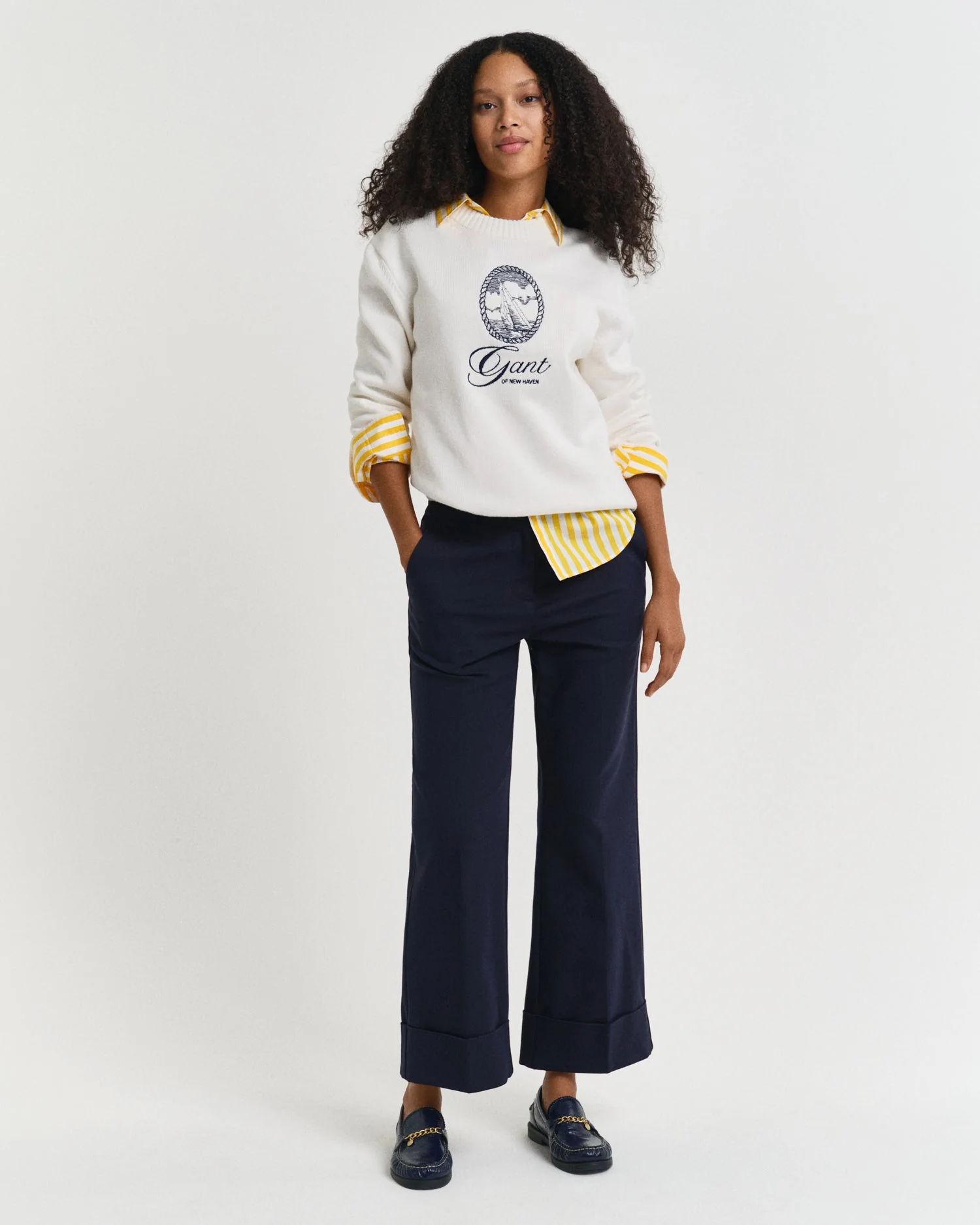 Creased Turn-Up Pants Evening Blue - Image 3