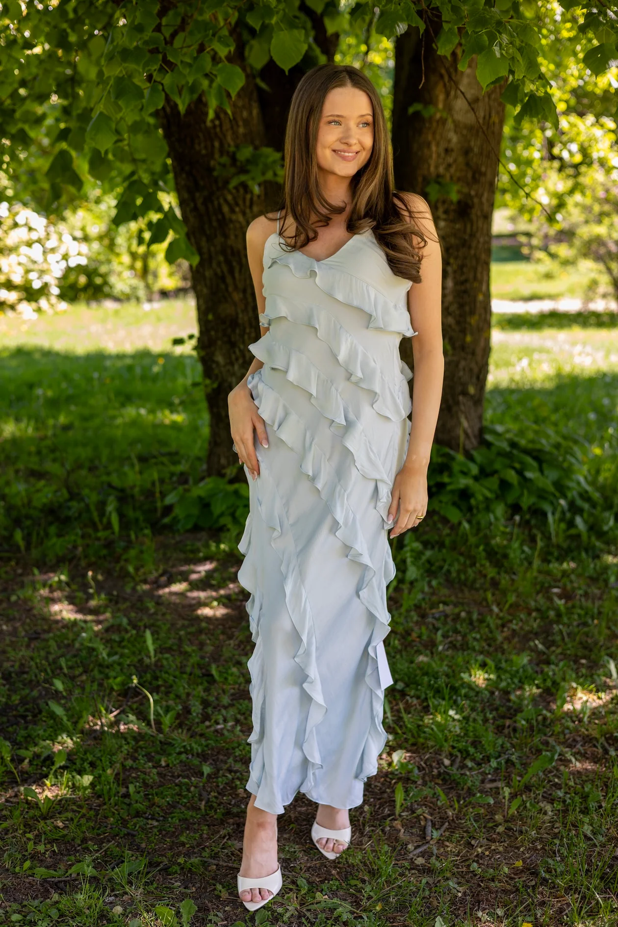 Jiselle Frill Dress Light Sky