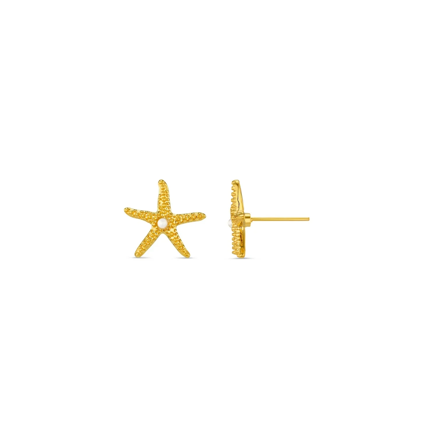 Starfish & Pearl Stud Earring Pale Gold