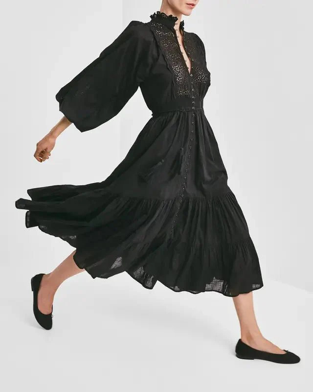 Cotton Slub Midi Dress Black - Image 8