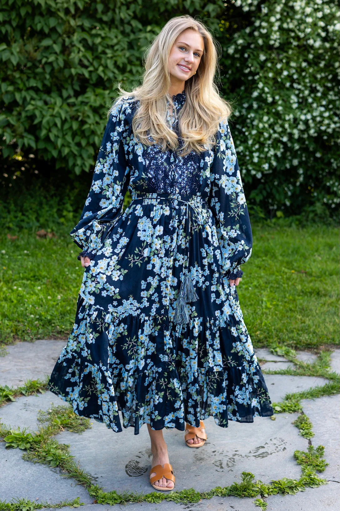 Cotton Slub Midi Dress Cherry Blossom - Image 3
