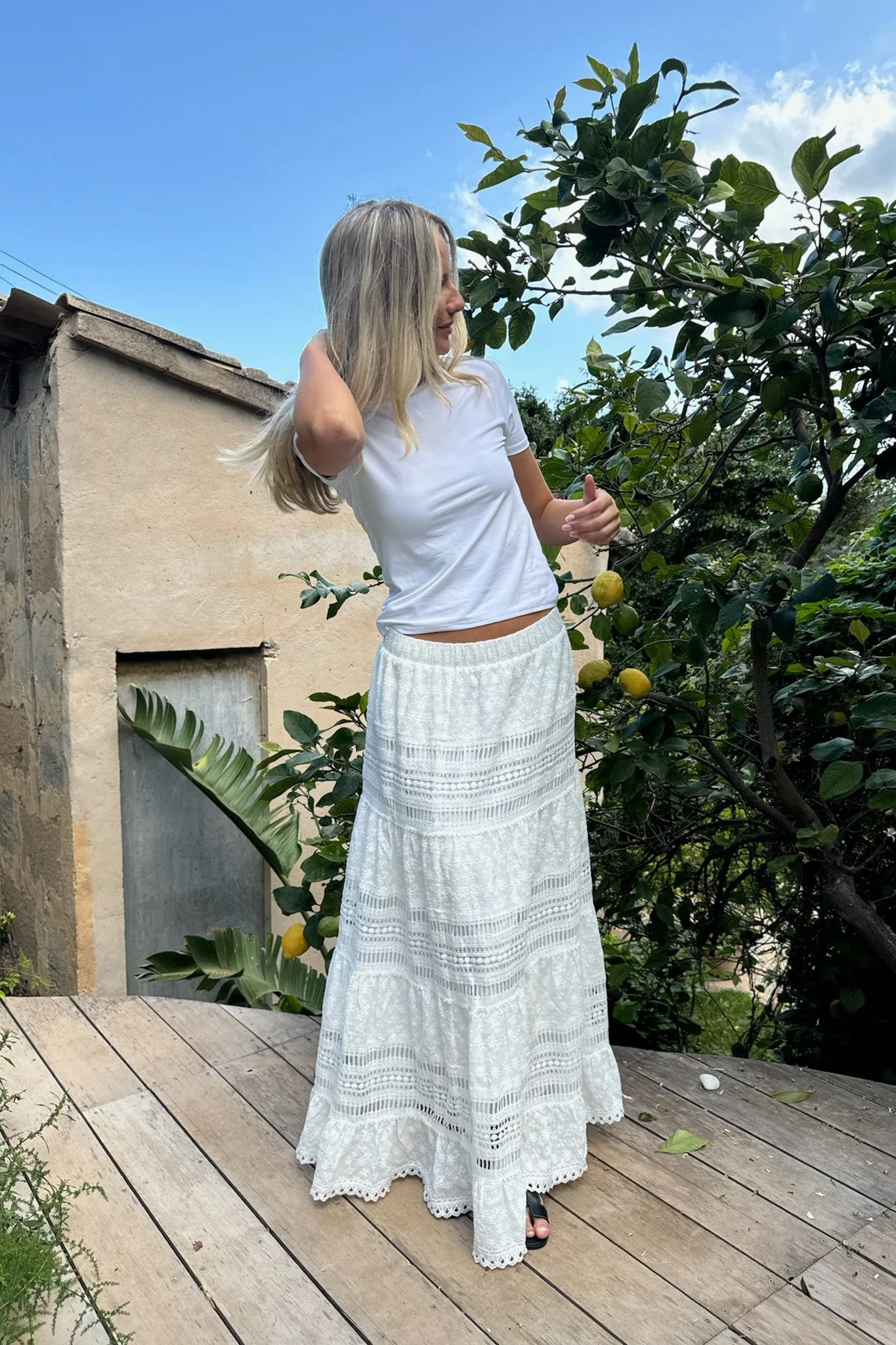 Sara Long Skirt White Lace - Image 10