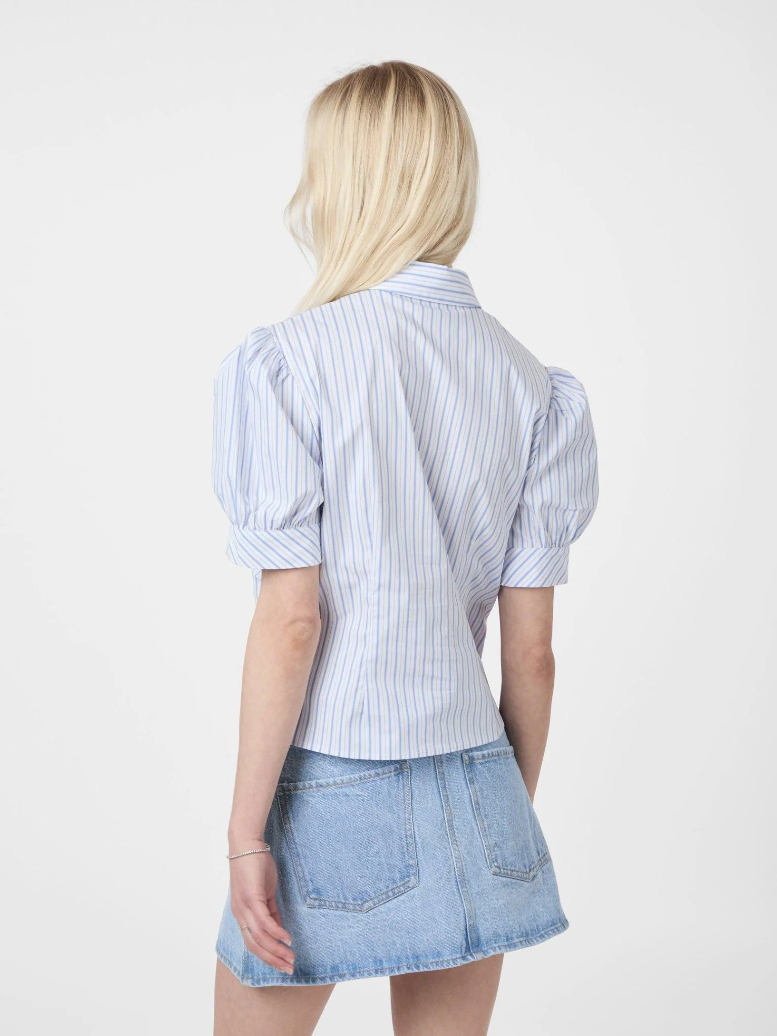 Frannie Stripe Shirt White/Light Blue - Image 5