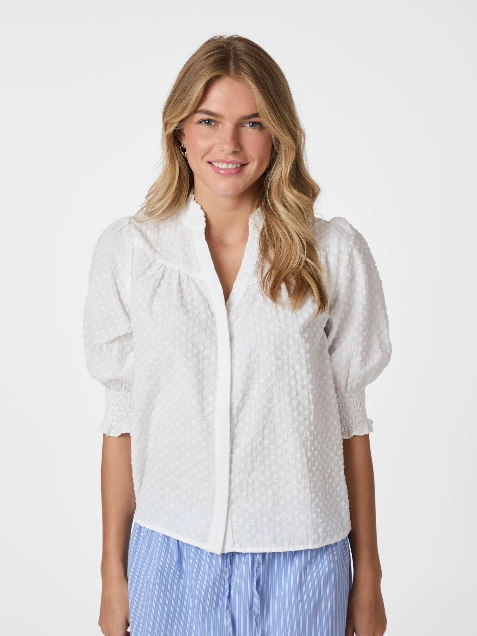 Diana B Dobby Blouse White - Image 3