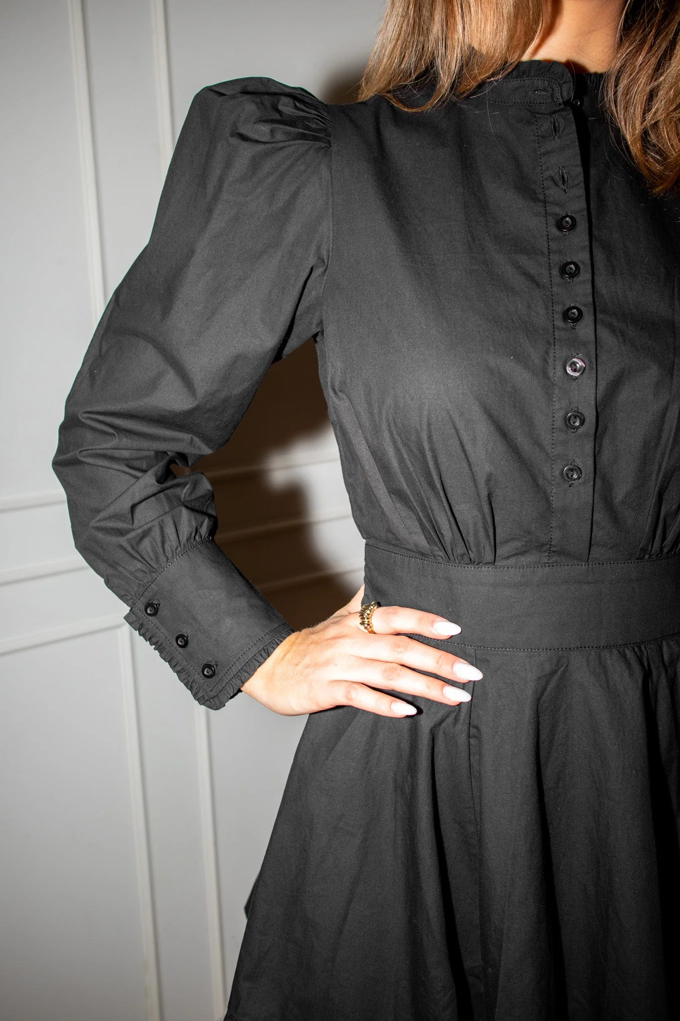 Poplin Mini Dress Black - Image 4