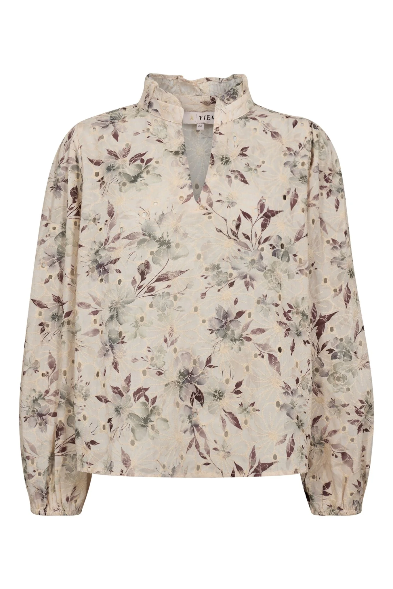 Grete Blouse Off White/Dusty Green - Image 2