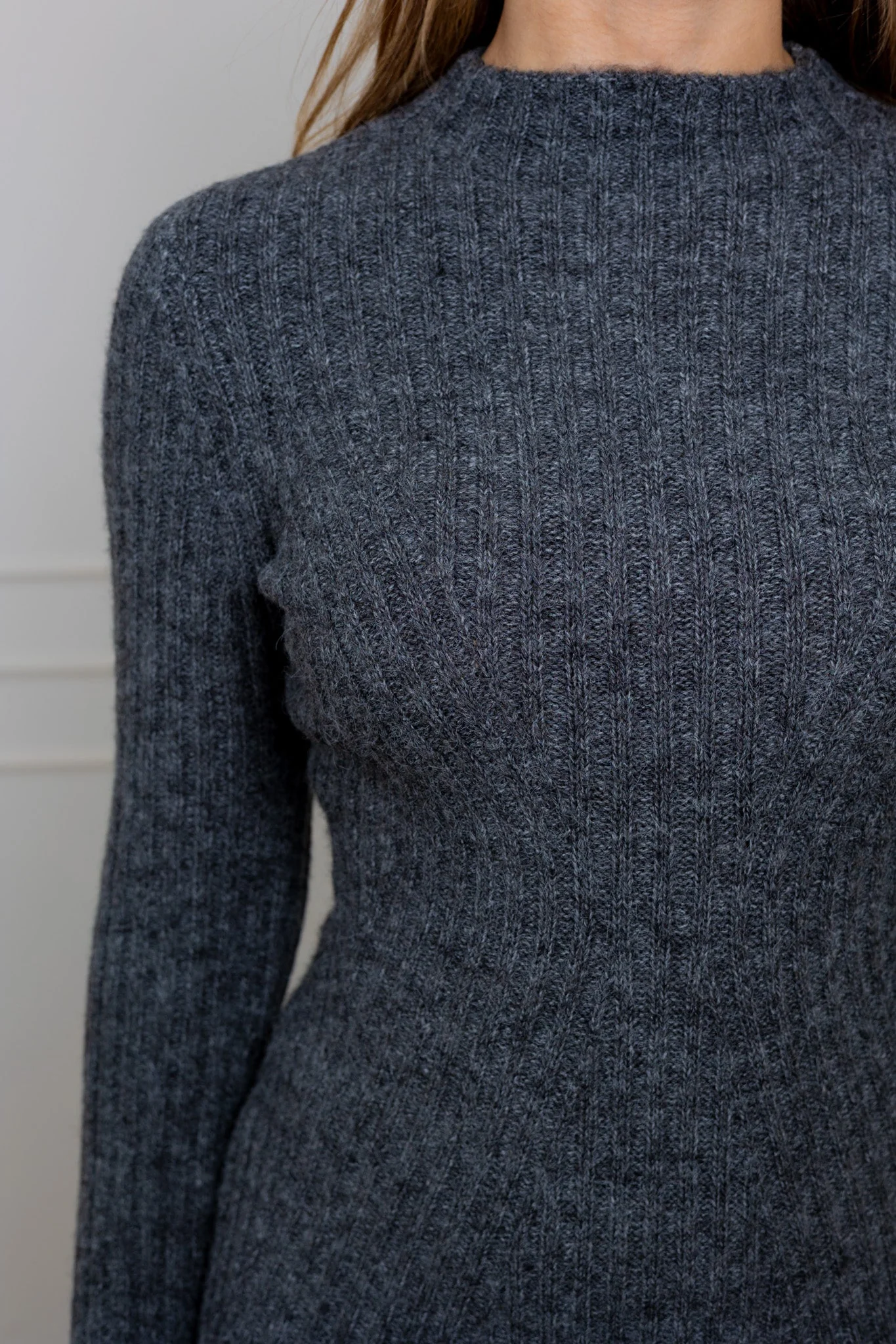 Dolly Ls Knit Dress Medium Grey Melange - Image 6