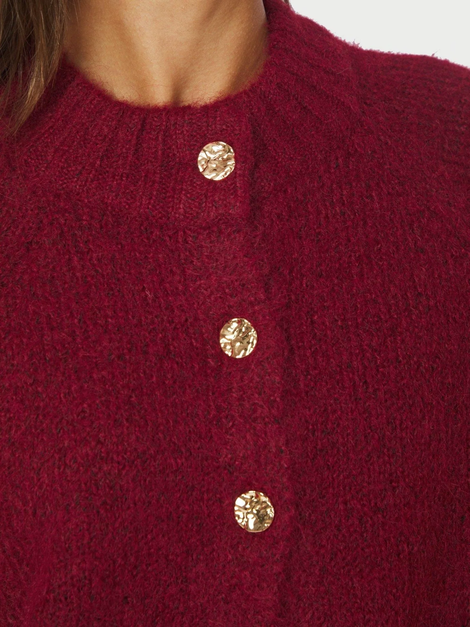 Benuta Fluffy Knit Cardigan Dark Red - Image 9