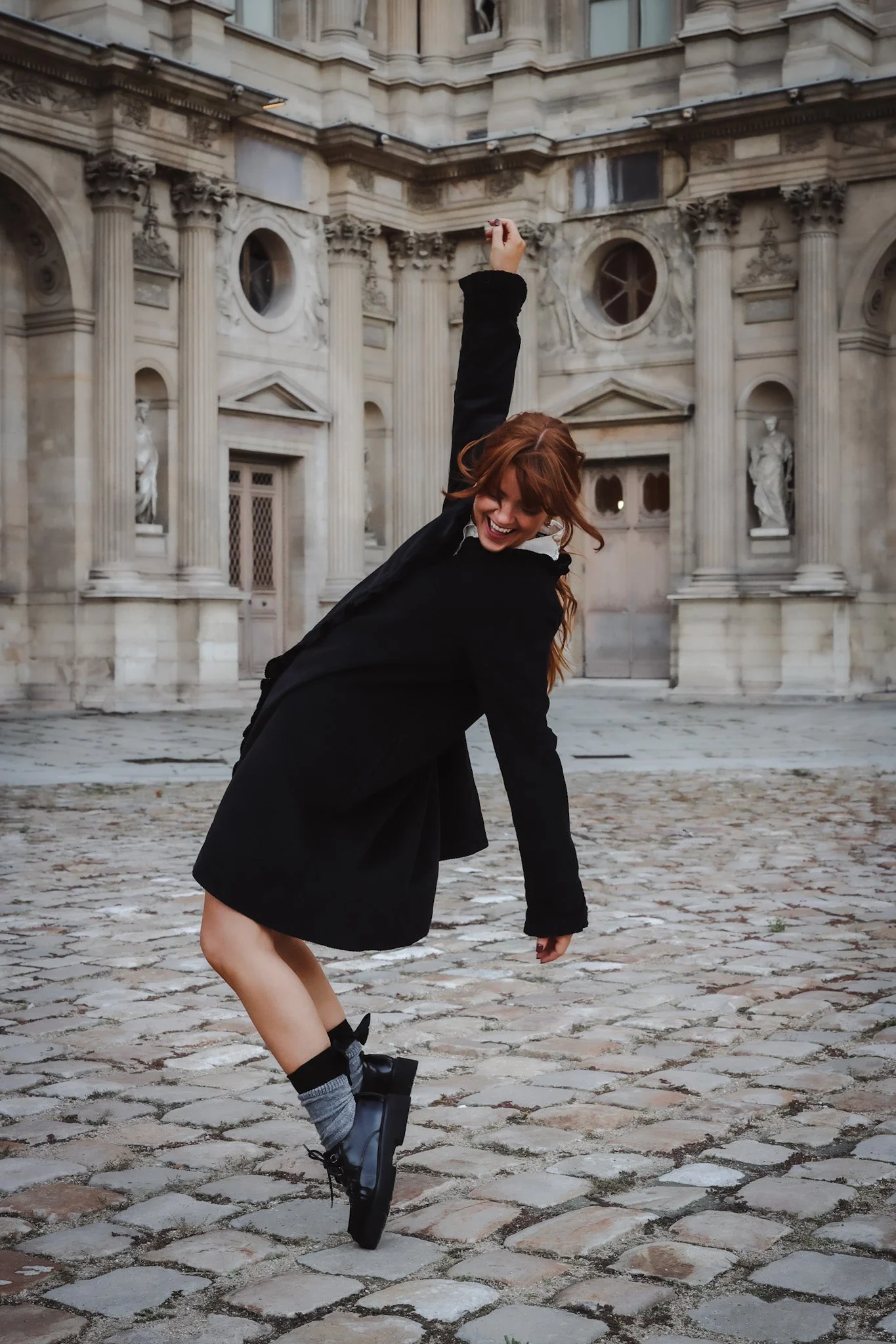 A-Shaped Cord Coat Dress Black - Image 3