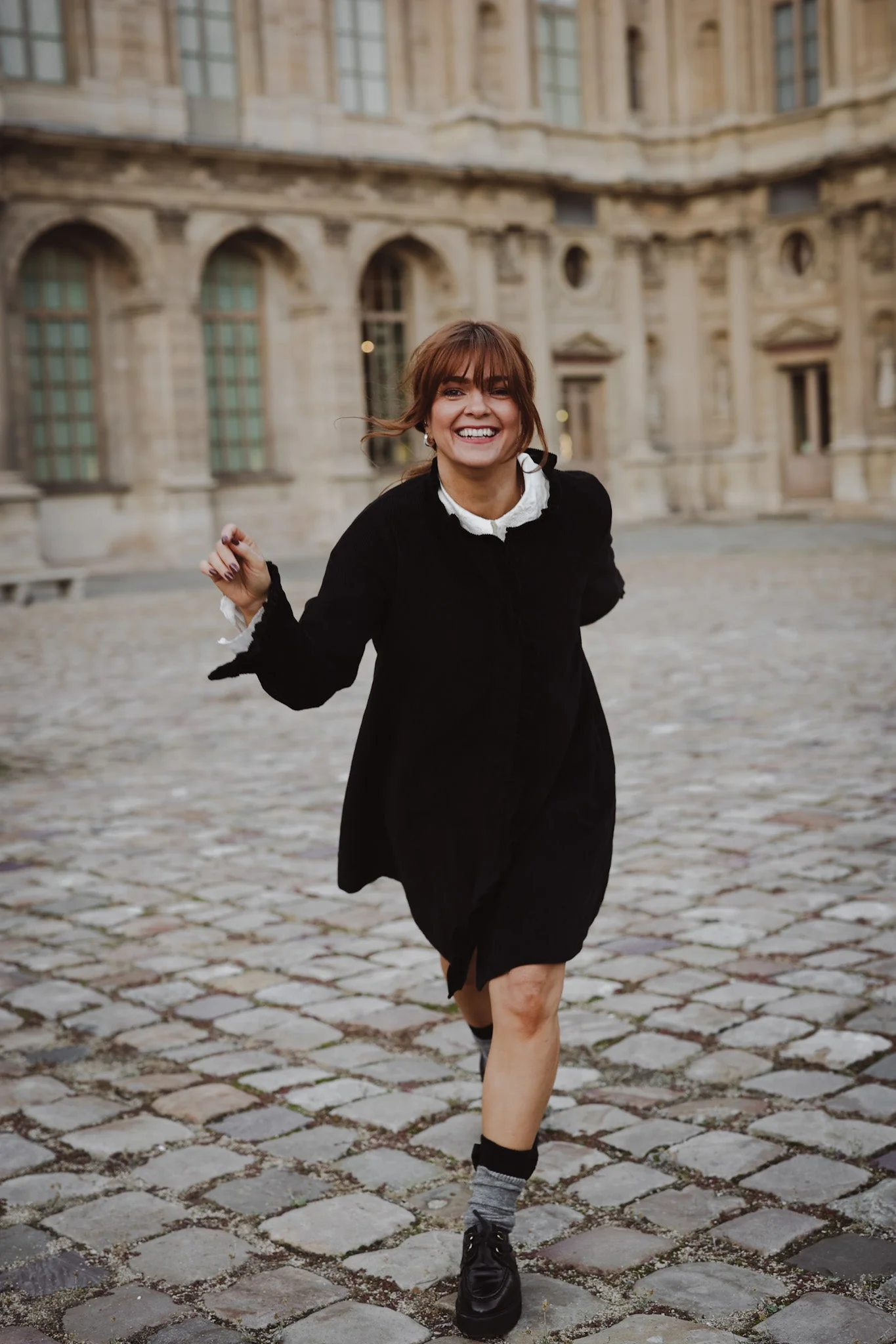 A-Shaped Cord Coat Dress Black - Image 4