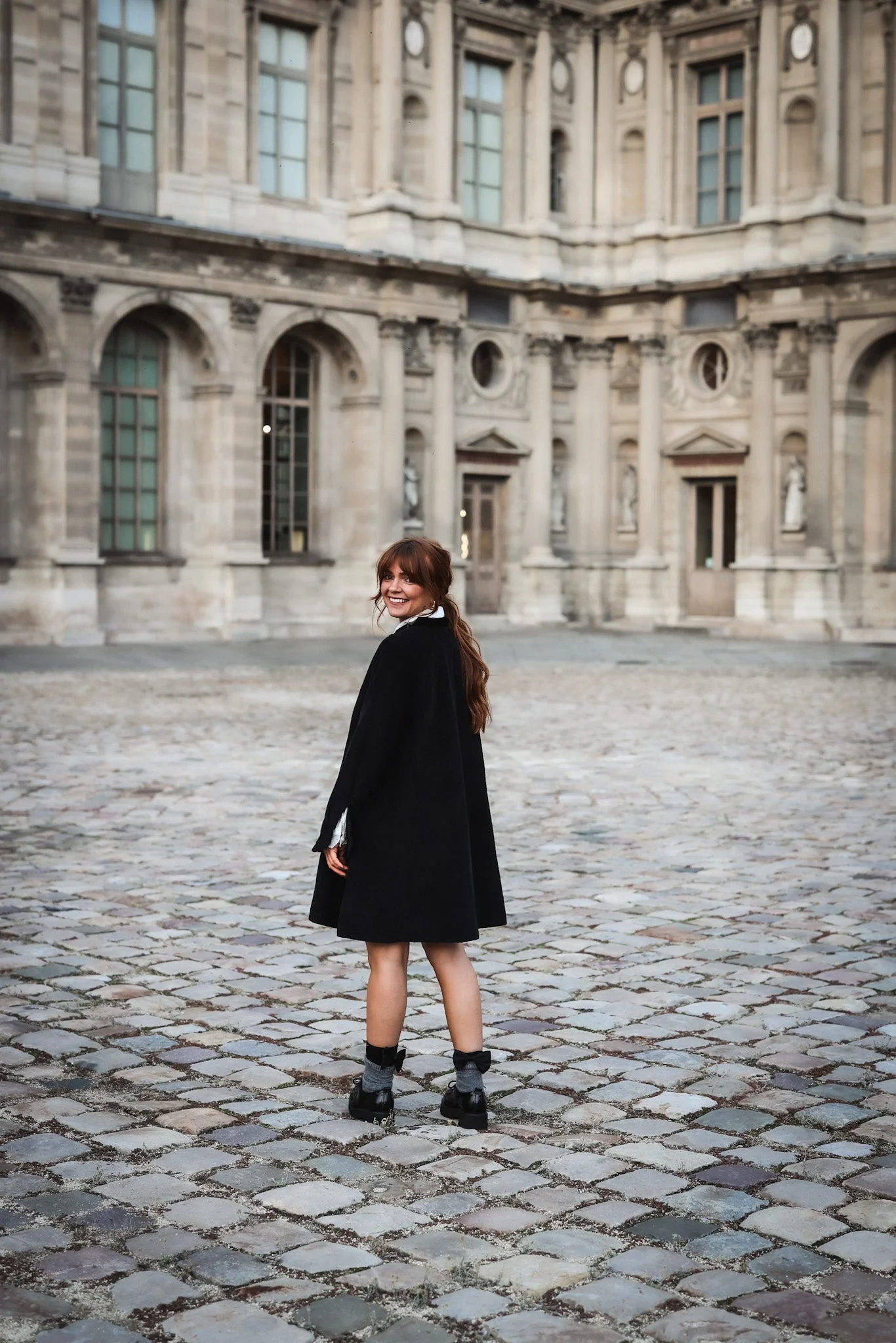 A-Shaped Cord Coat Dress Black - Image 6