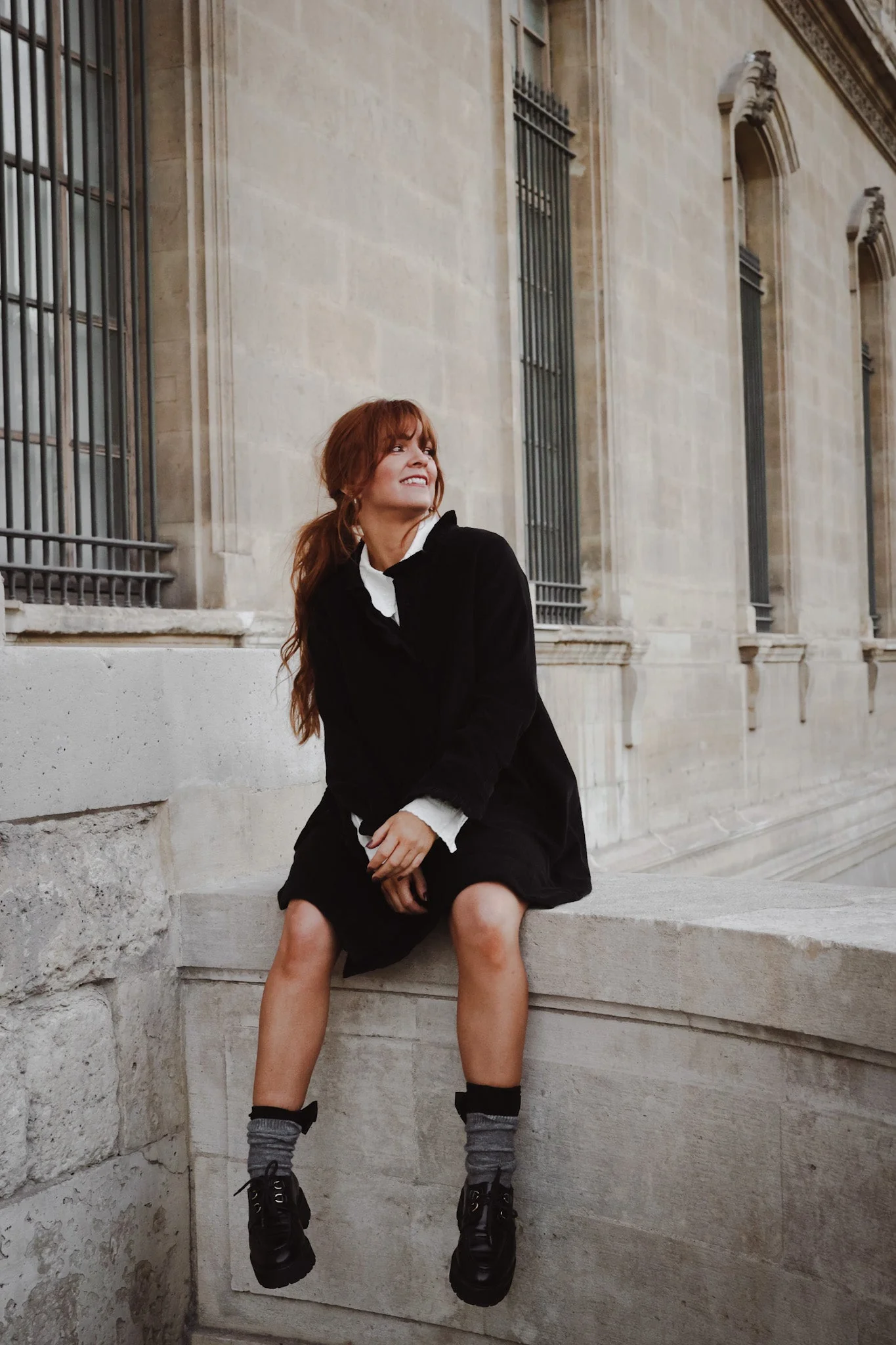 A-Shaped Cord Coat Dress Black - Image 8