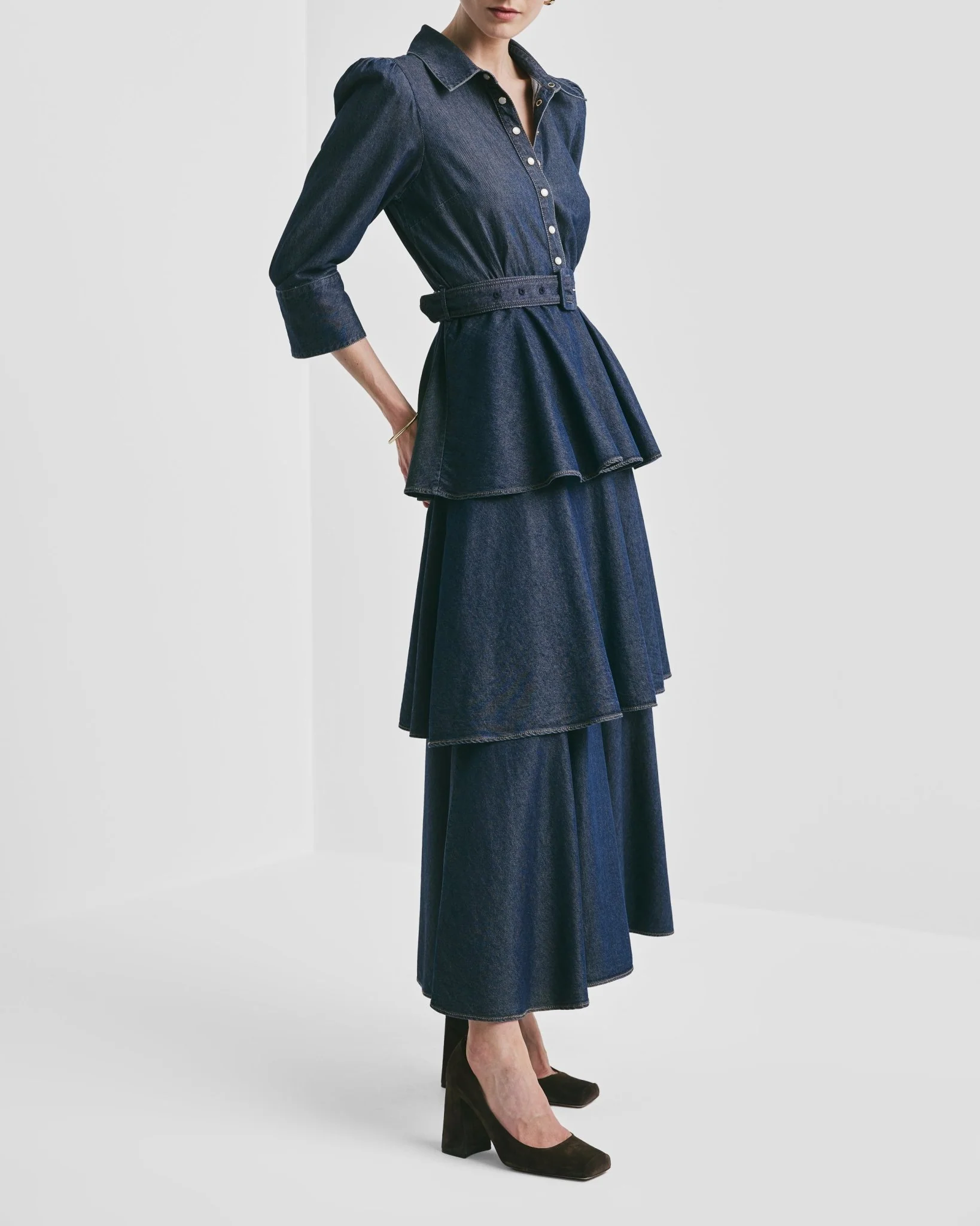 Denim Shirt Dress Dark Blue - Image 7
