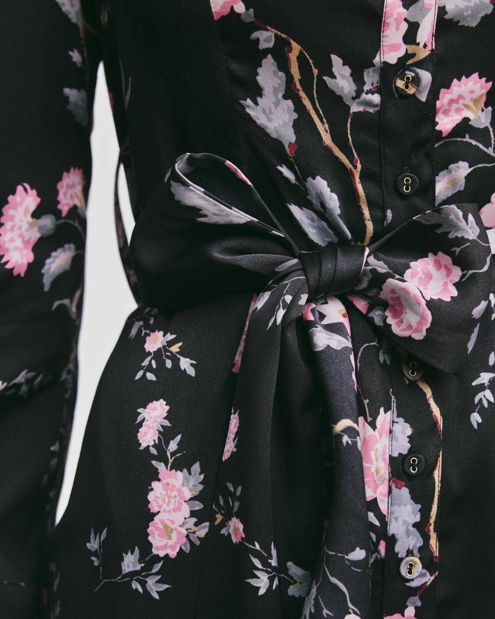 Satin Belt Dress Midnight Garden - Image 11