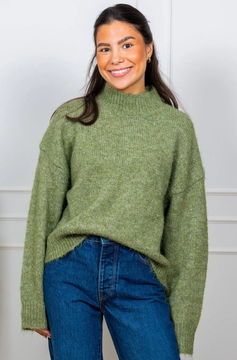 Paulina Fluffy Knit Blouse Dusty Green - Image 3