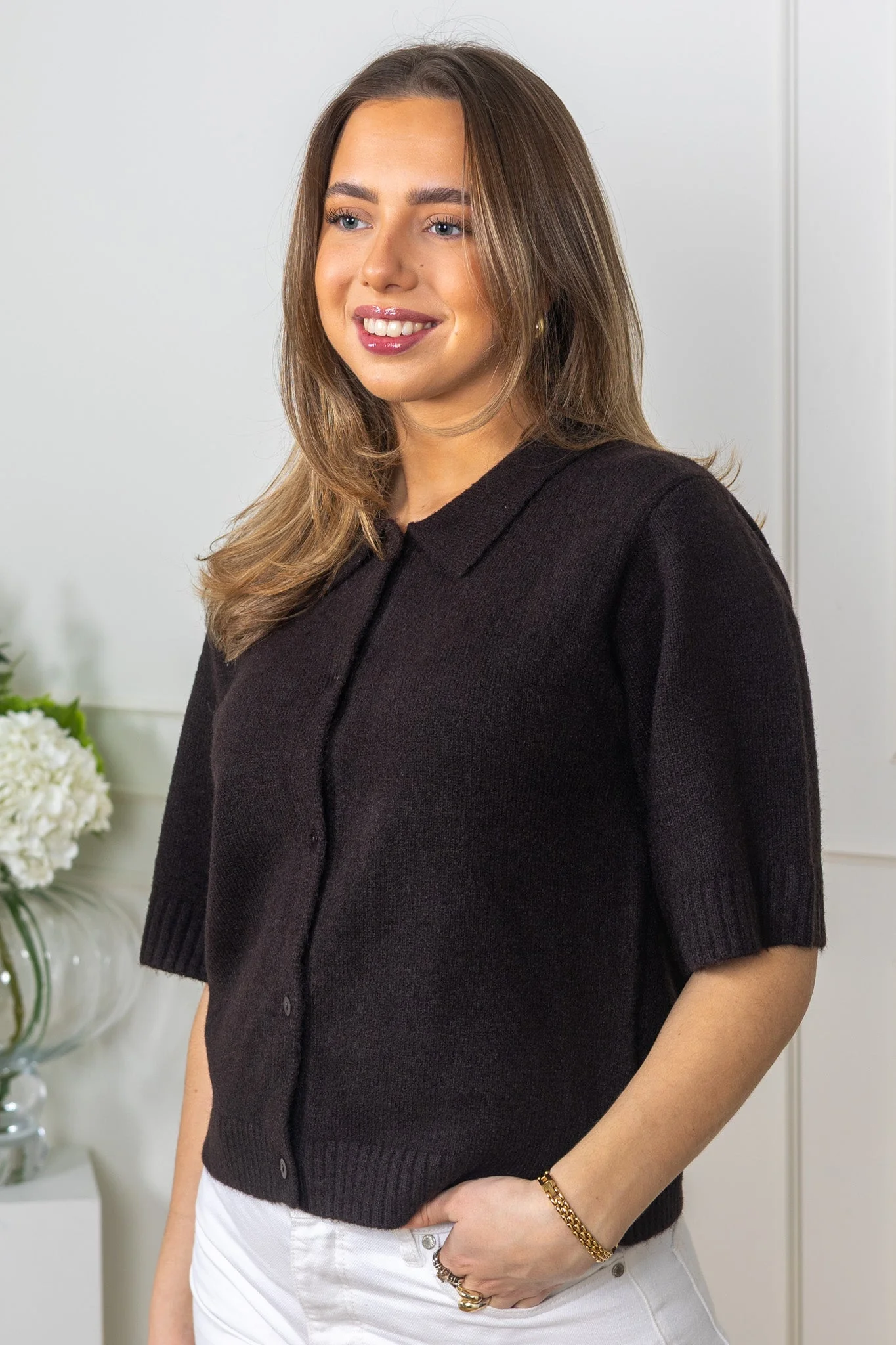 Cunna Knit Blouse Dark Brown - Image 6