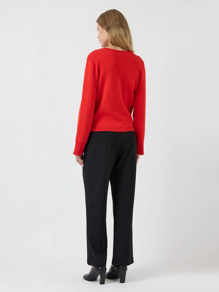 Elena Ls Knit Cardigan Fiery Red - Image 10